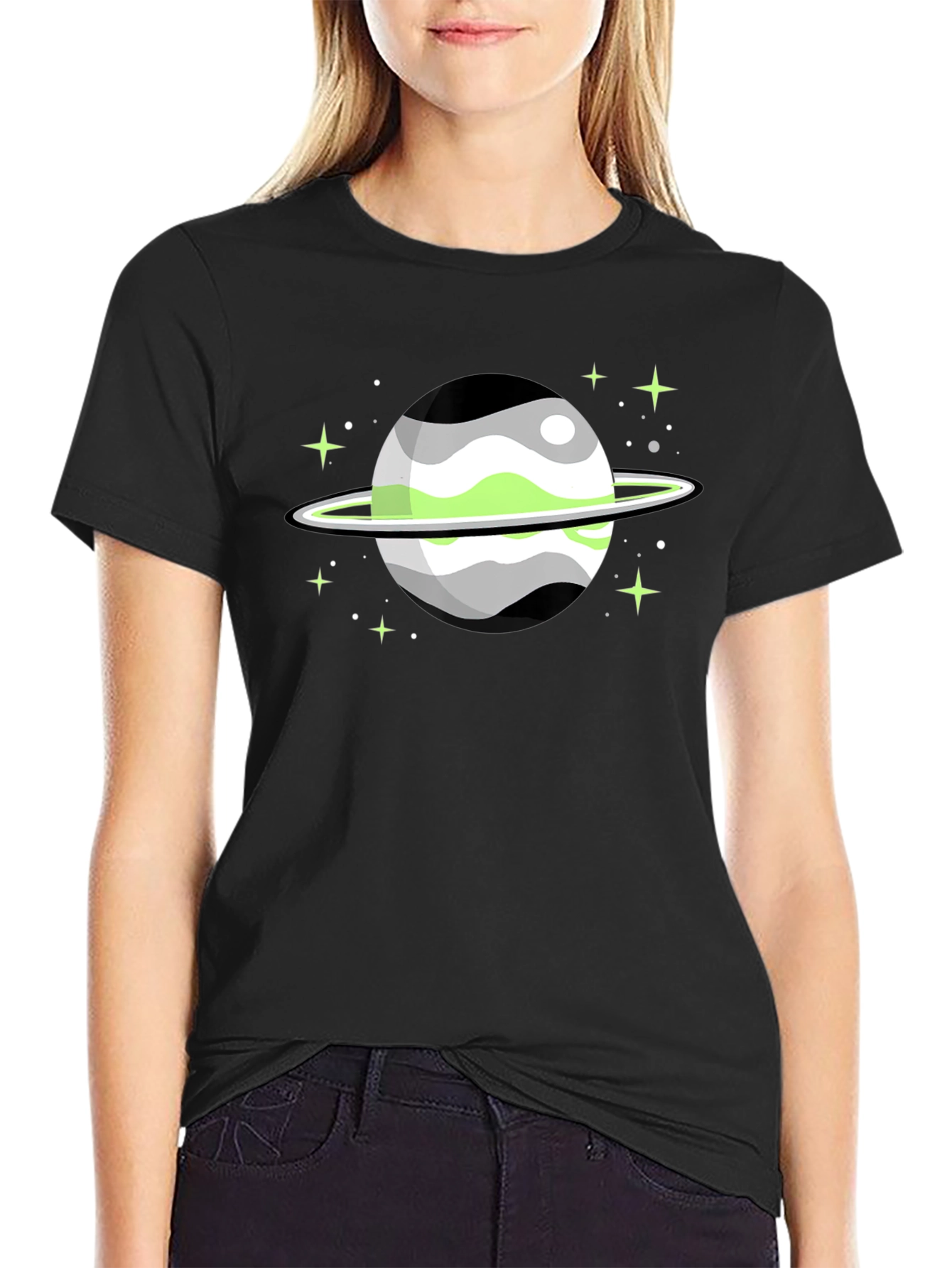 Aromantic Pride Planet Graphic T-Shirt