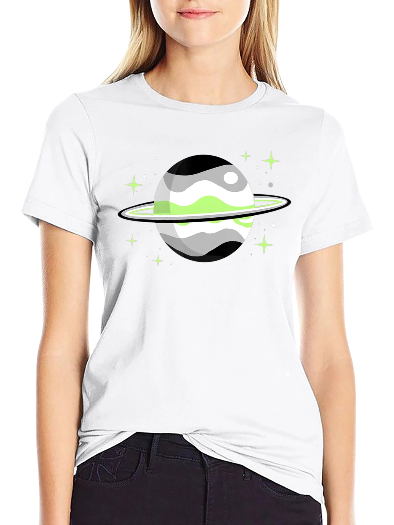 Aromantic Pride Planet Graphic T-Shirt