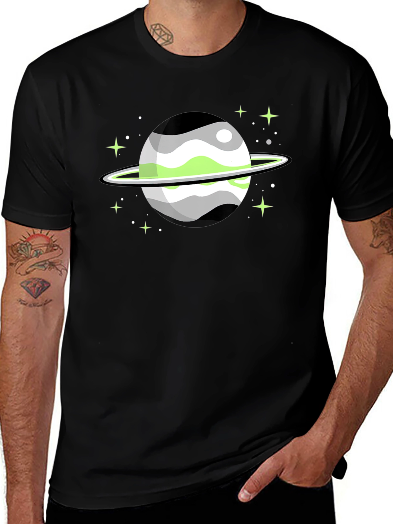 Aromantic Pride Planet Graphic T-Shirt