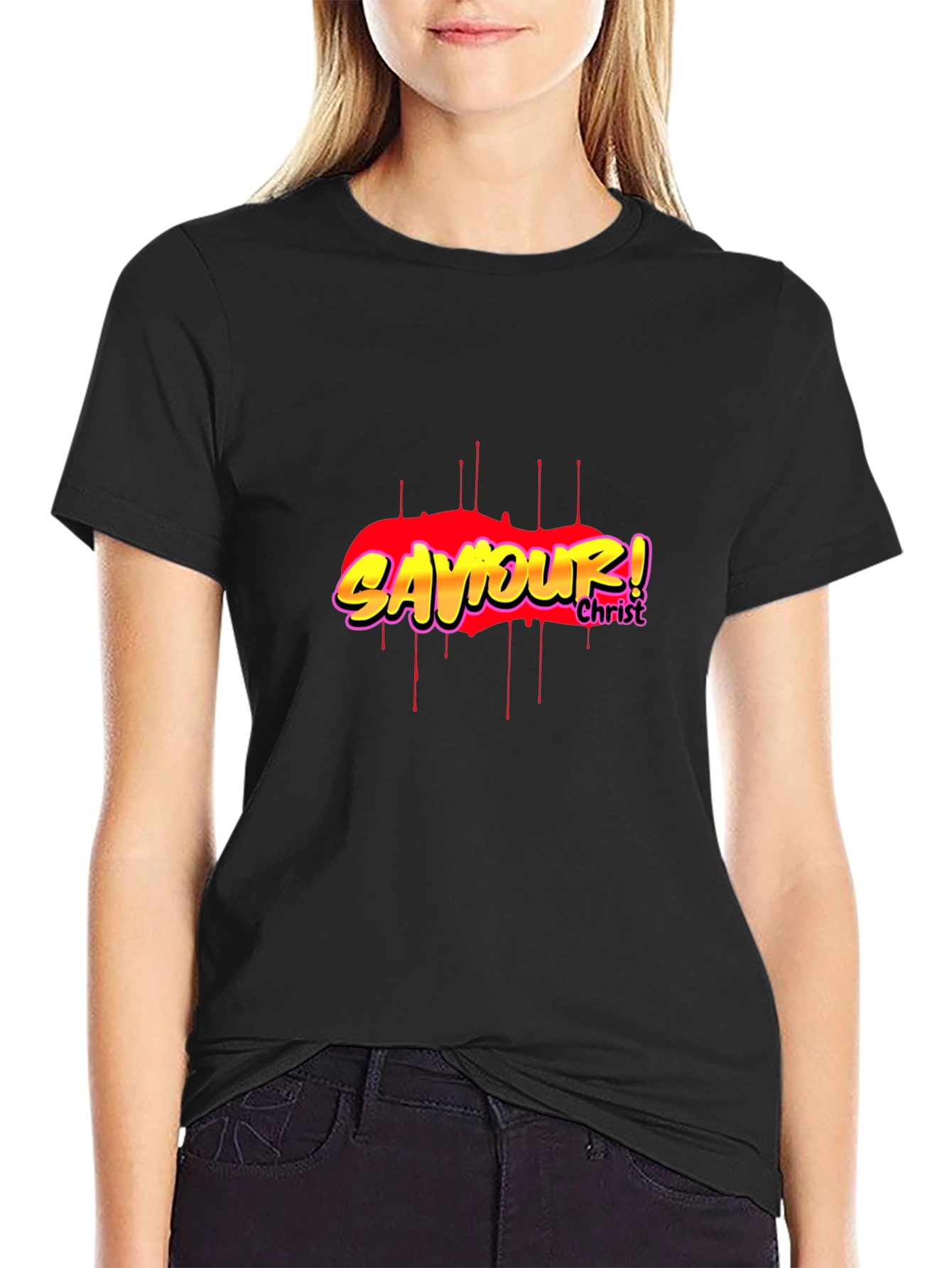 Saviour! Christ Graphic Black T-Shirt