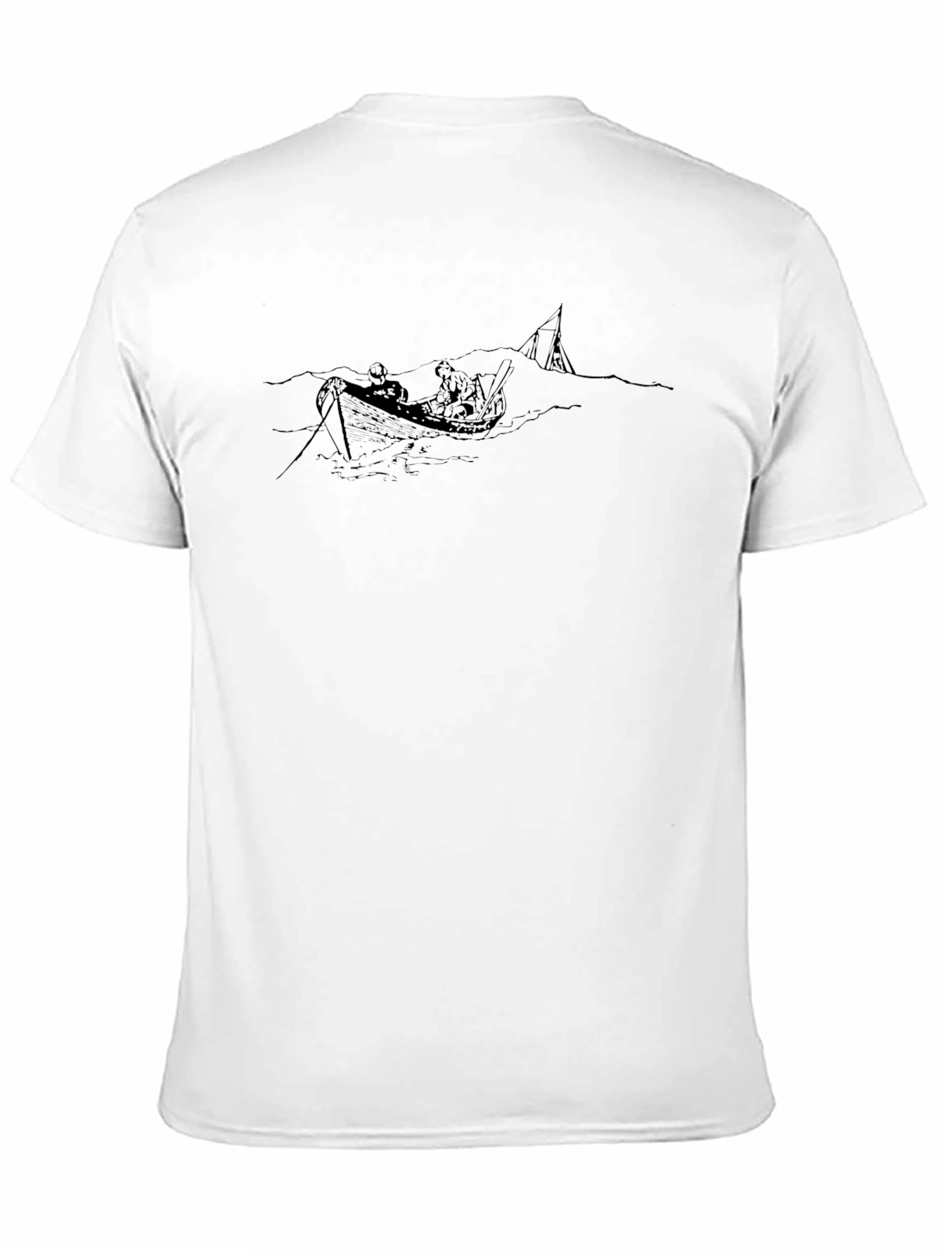 Black T-Shirt with Boat Graphic