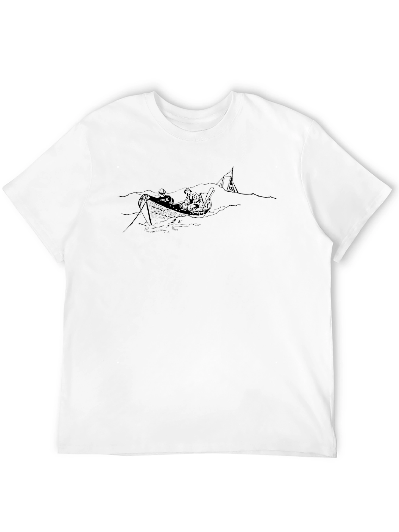 Black T-Shirt with Boat Graphic