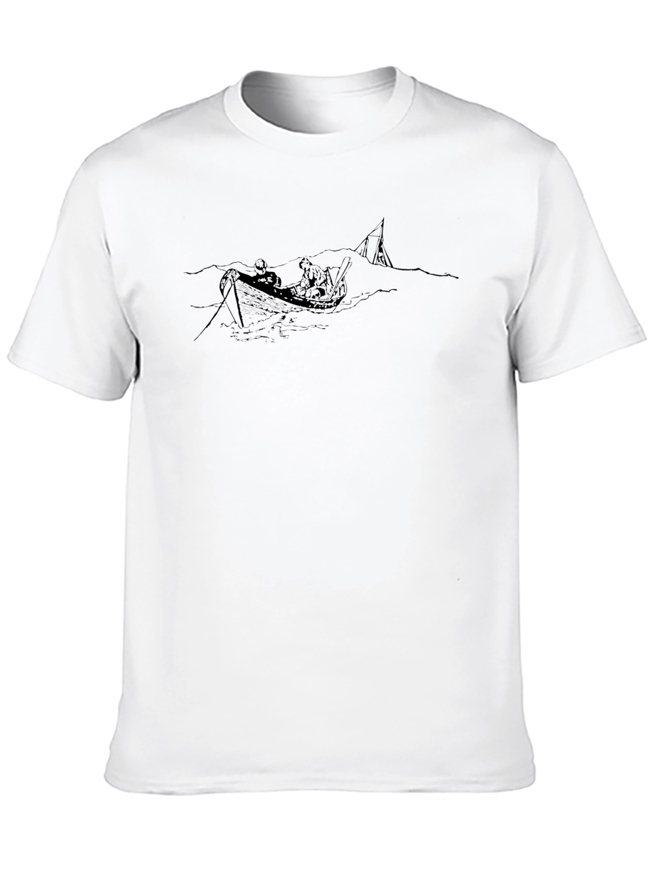 Black T-Shirt with Boat Graphic