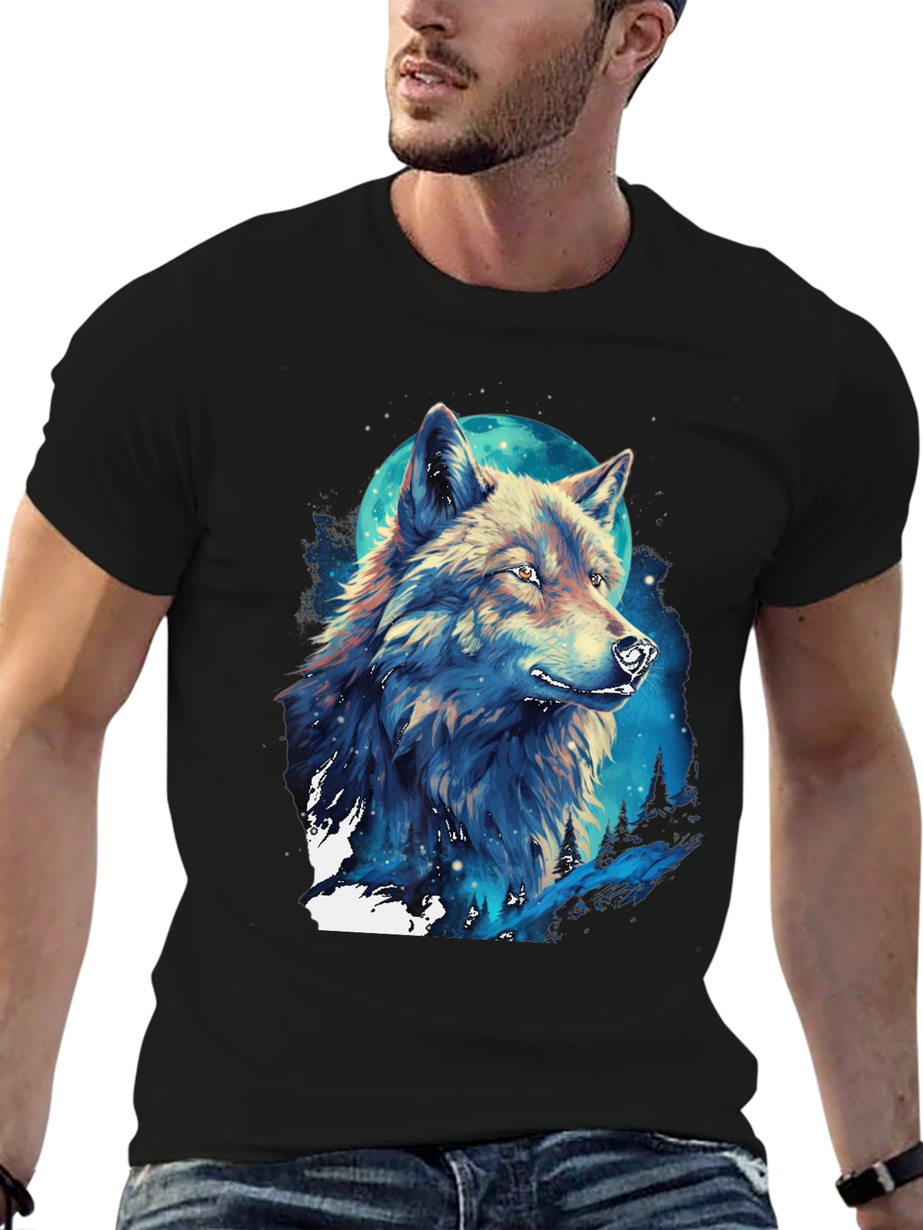 Wolf Moon Graphic Tee - Artistic Design