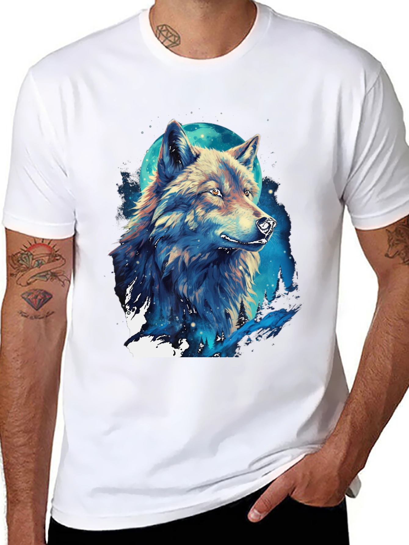 Wolf Moon Graphic Tee - Artistic Design