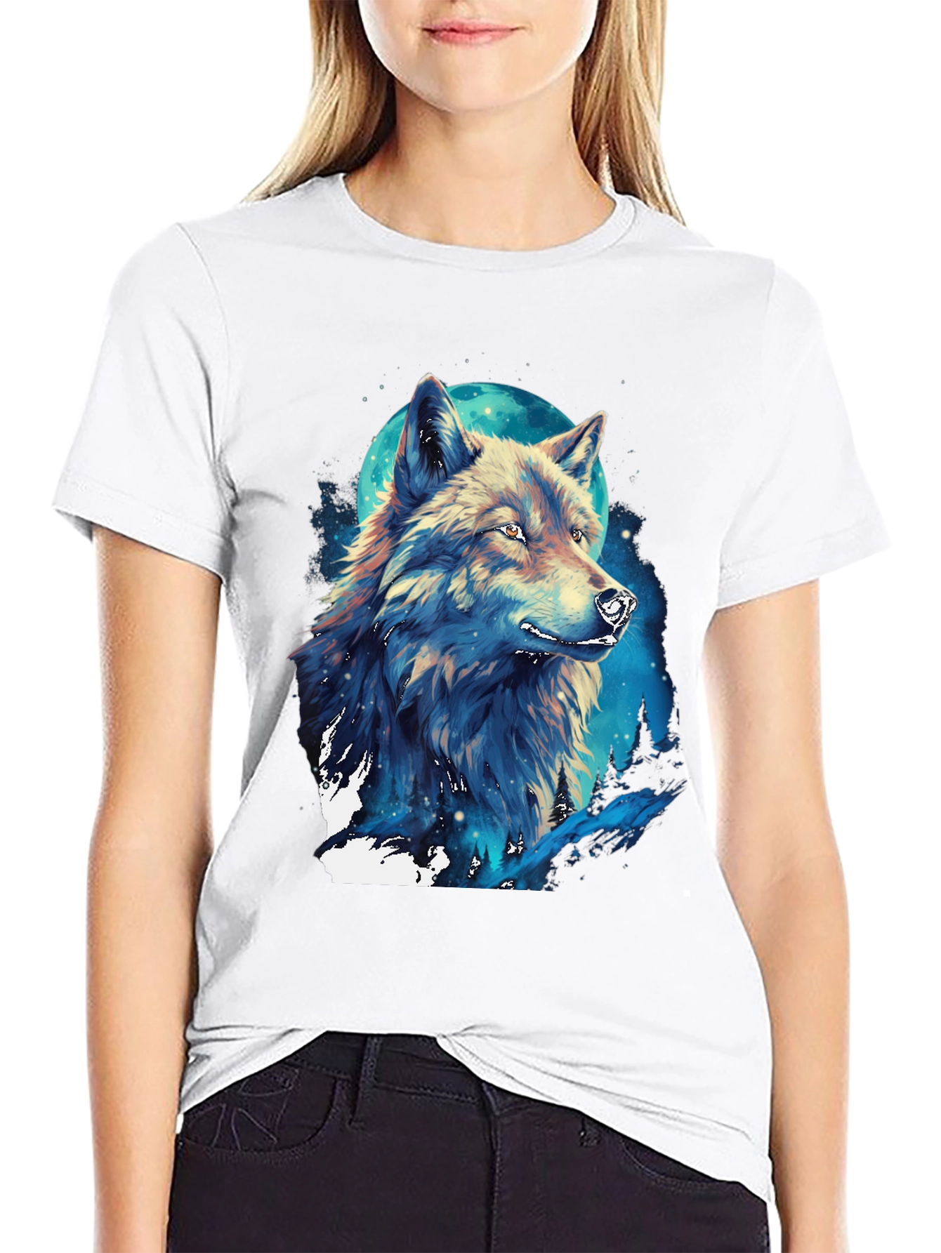 Wolf Moon Graphic Tee - Artistic Design