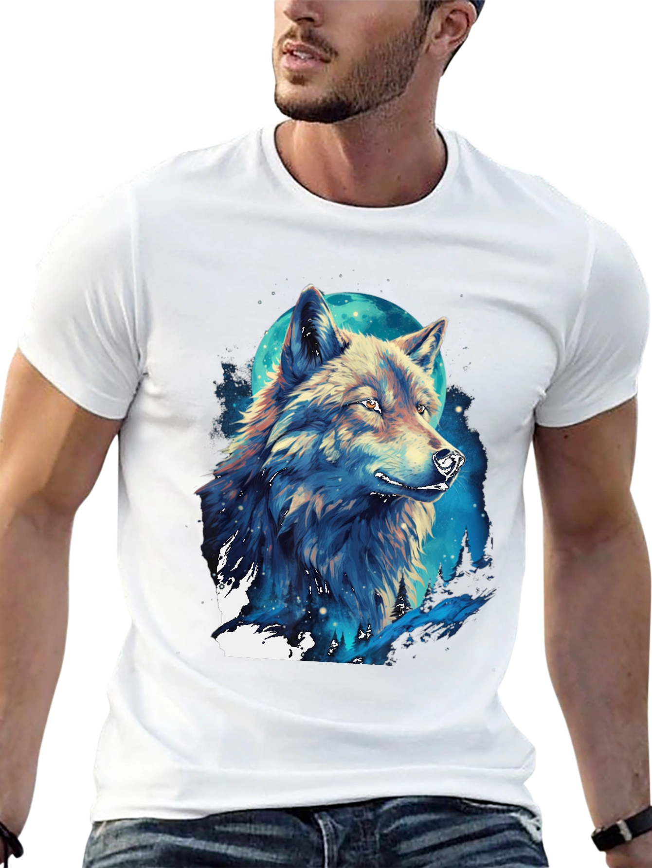Wolf Moon Graphic Tee - Artistic Design