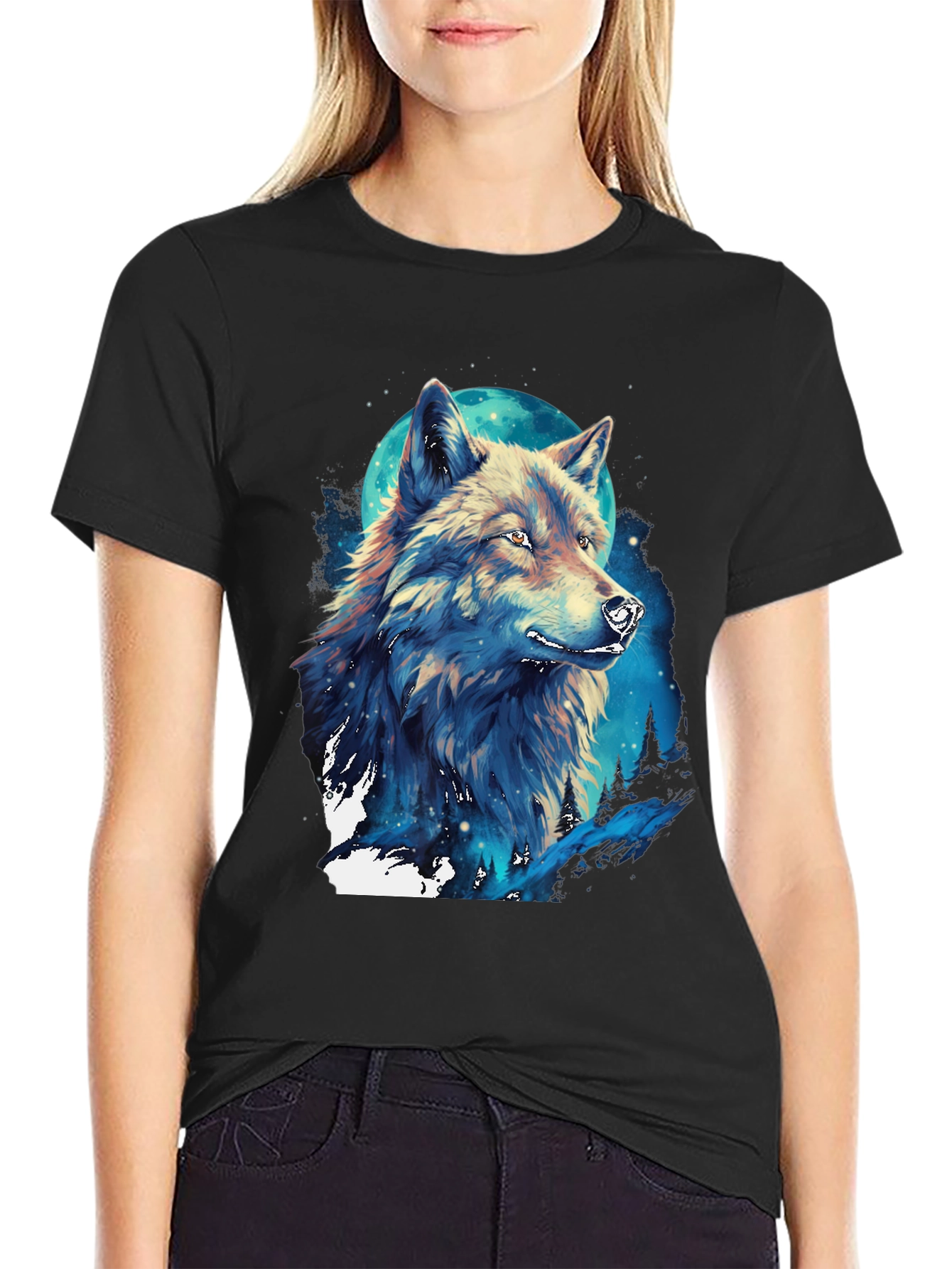 Wolf Moon Graphic Tee - Artistic Design