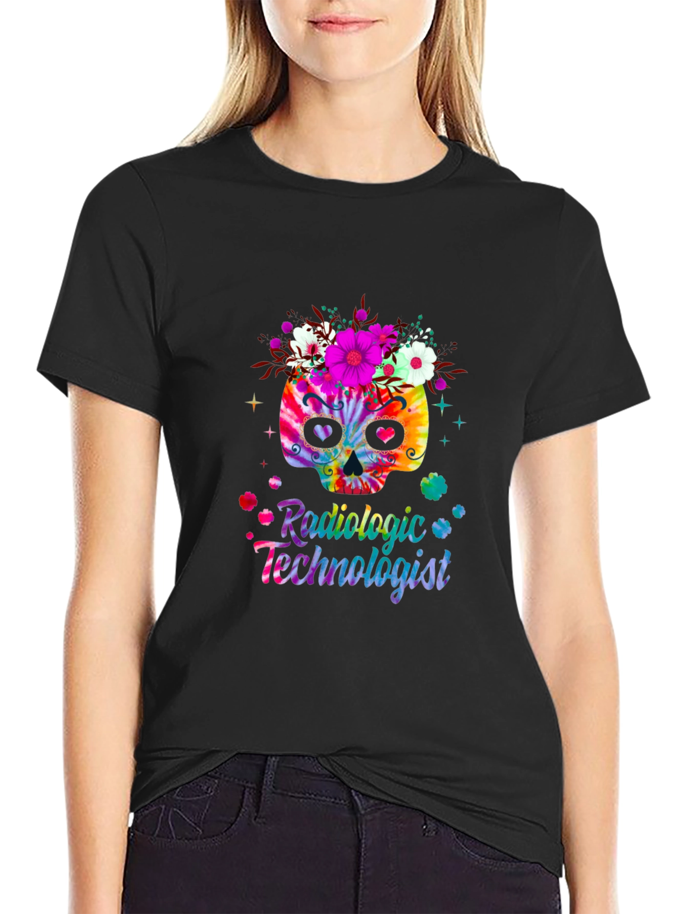 Radiologic Technologist Floral Skull Tee