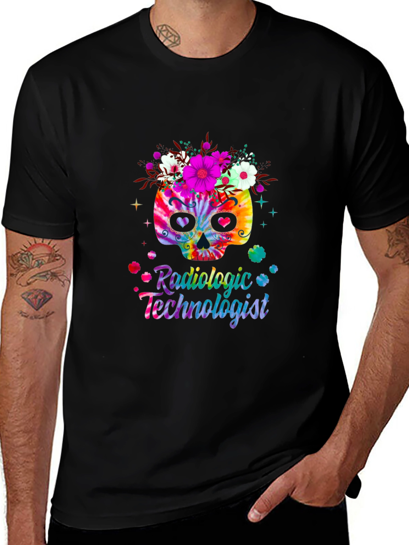 Radiologic Technologist Floral Skull Tee