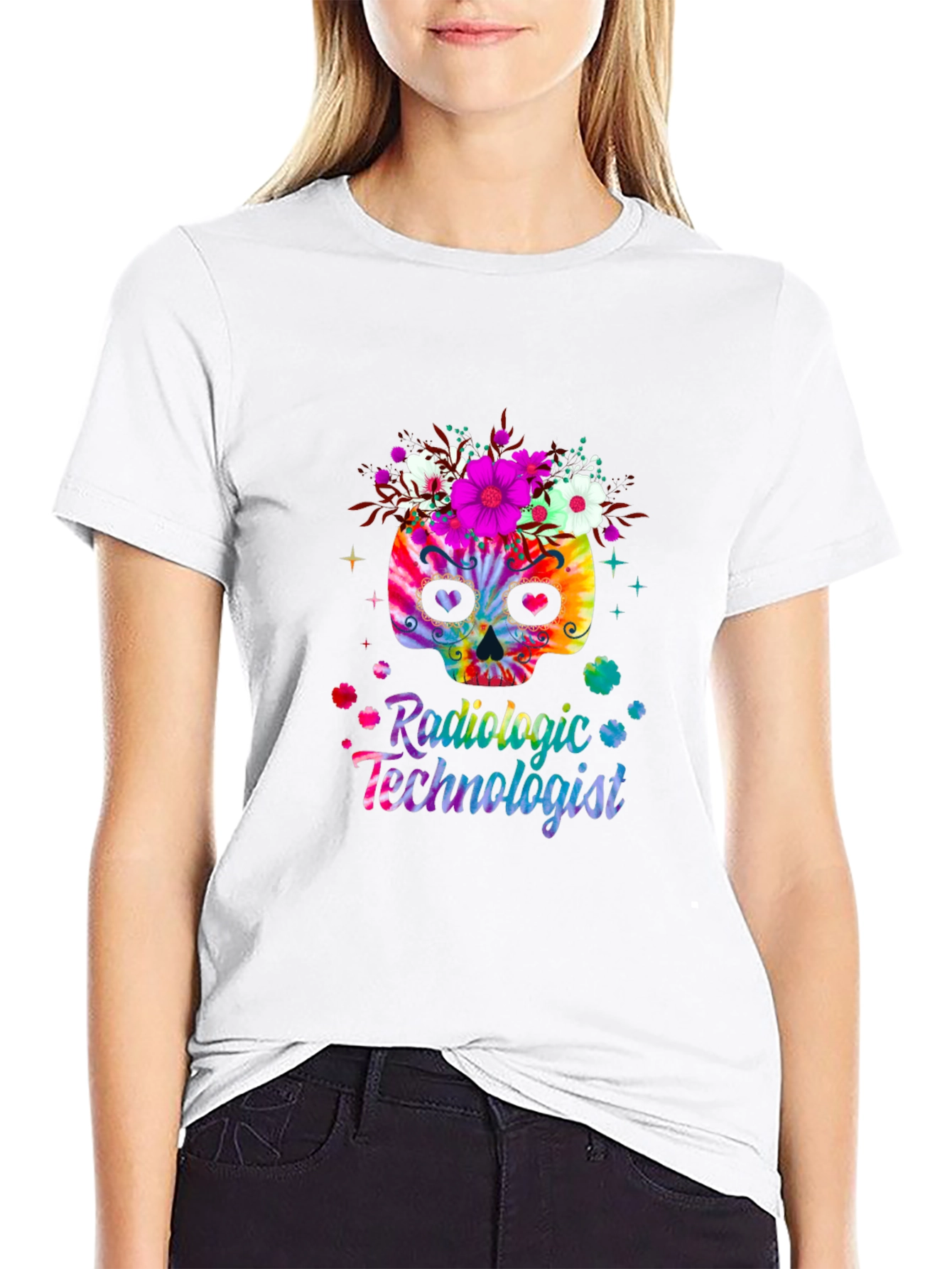 Radiologic Technologist Floral Skull Tee