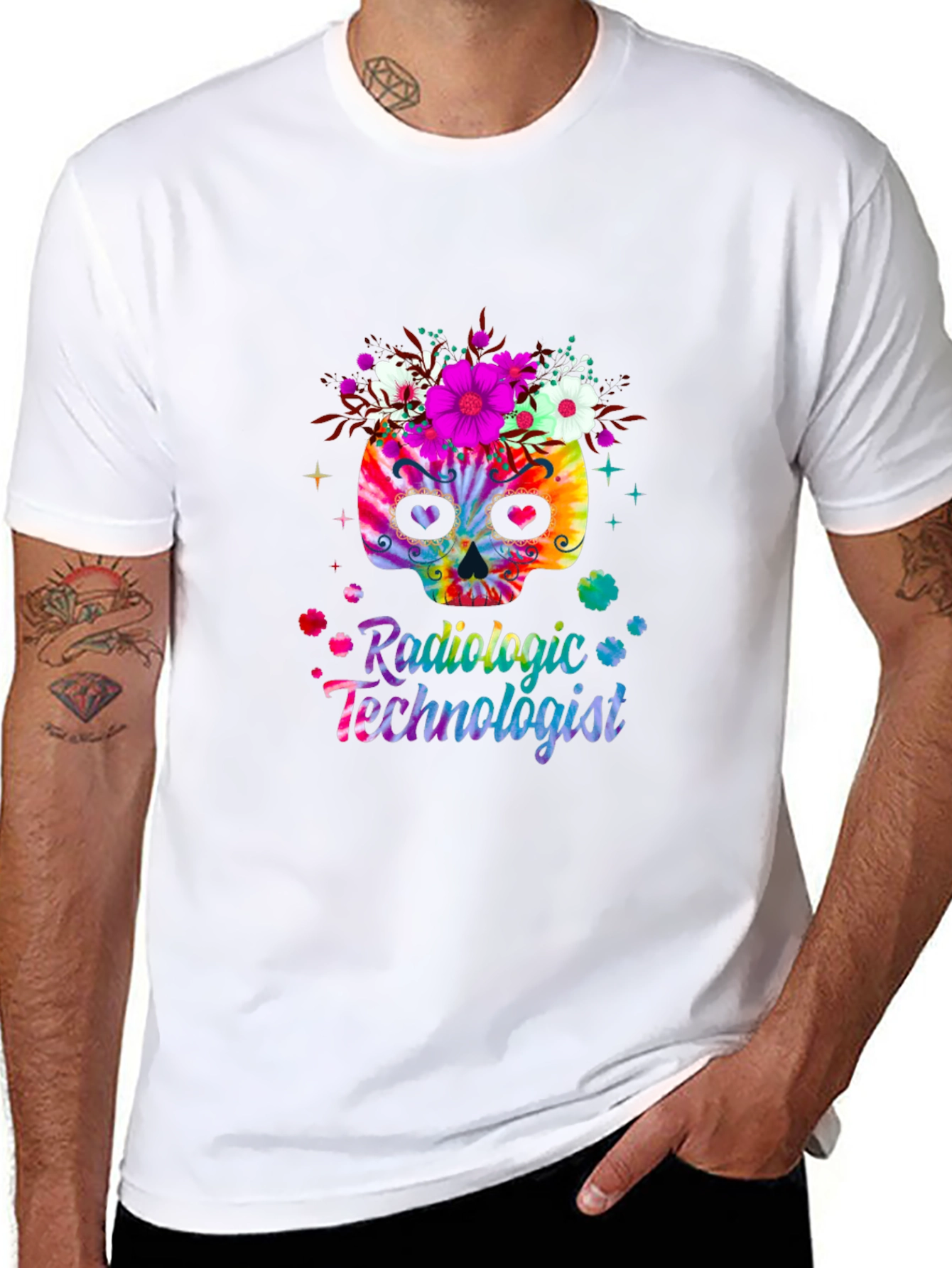 Radiologic Technologist Floral Skull Tee