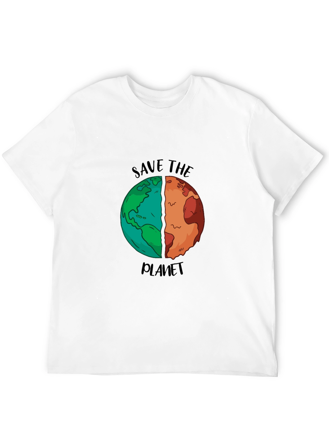 Save the Planet Graphic T-Shirt - Black Cotton Blend
