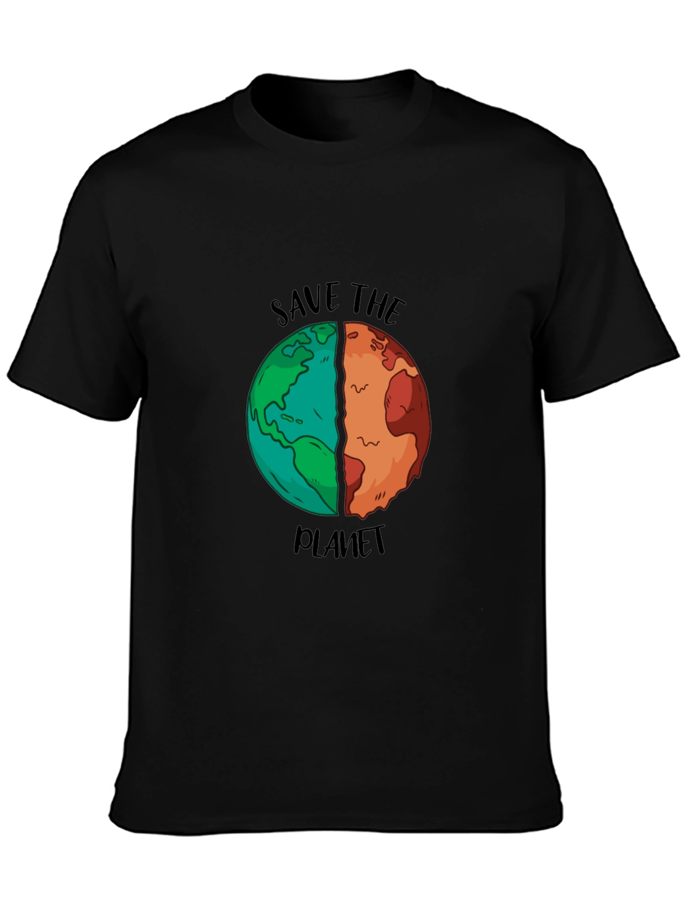 Save the Planet Graphic T-Shirt - Black Cotton Blend