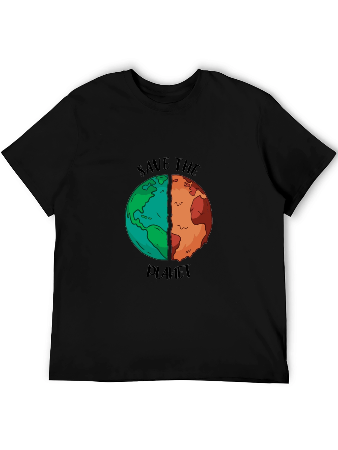 Save the Planet Graphic T-Shirt - Black Cotton Blend