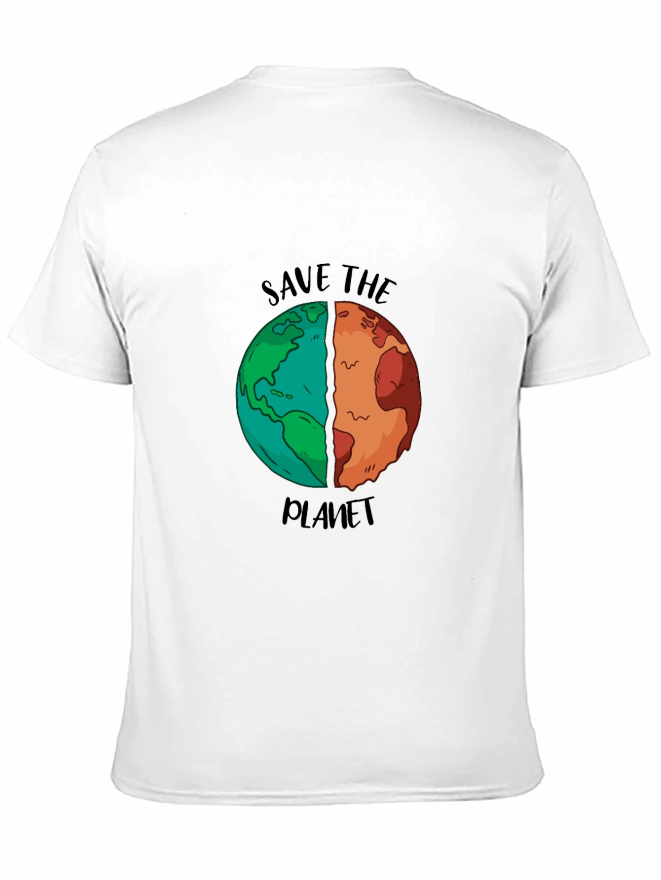 Save the Planet Graphic T-Shirt - Black Cotton Blend