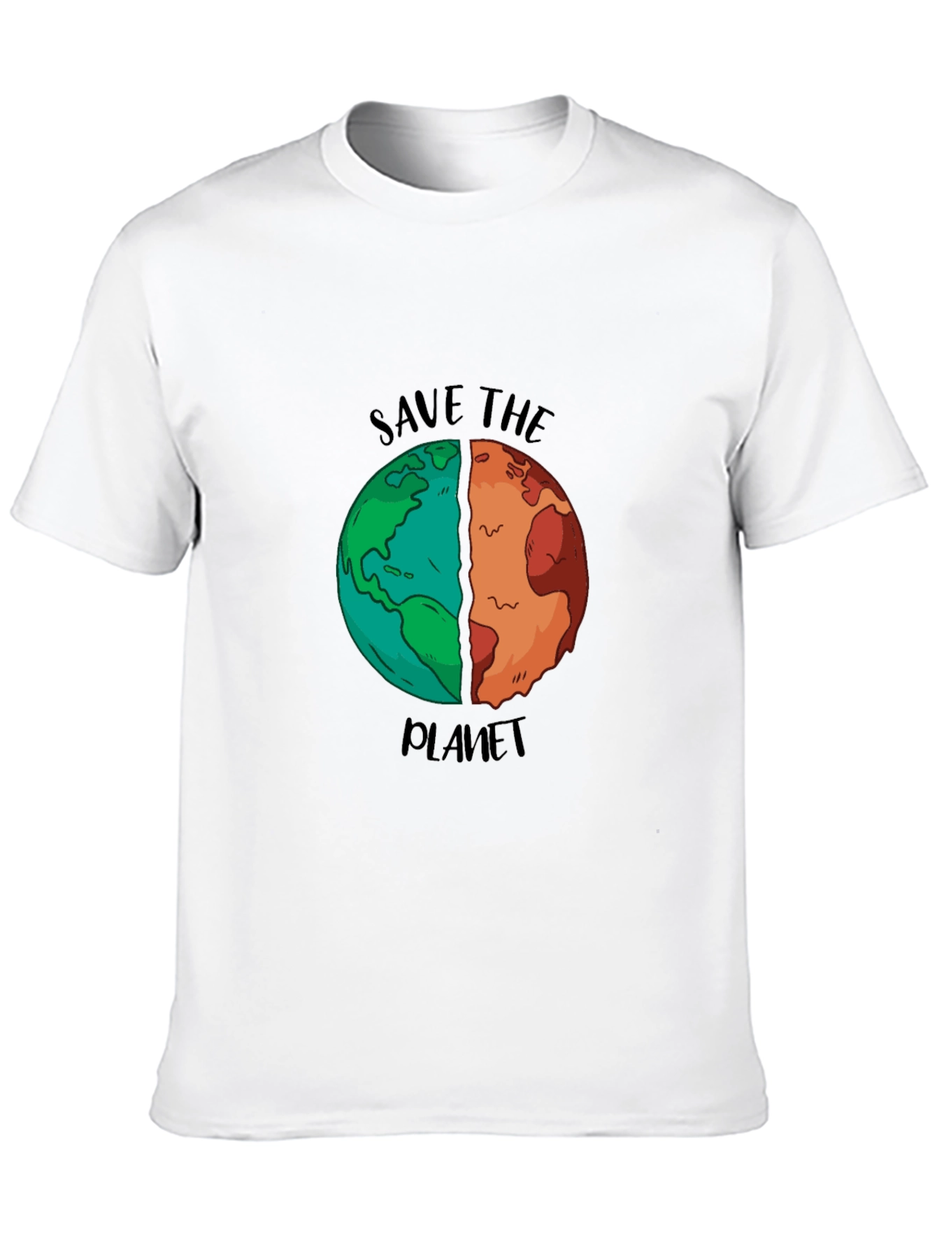 Save the Planet Graphic T-Shirt - Black Cotton Blend