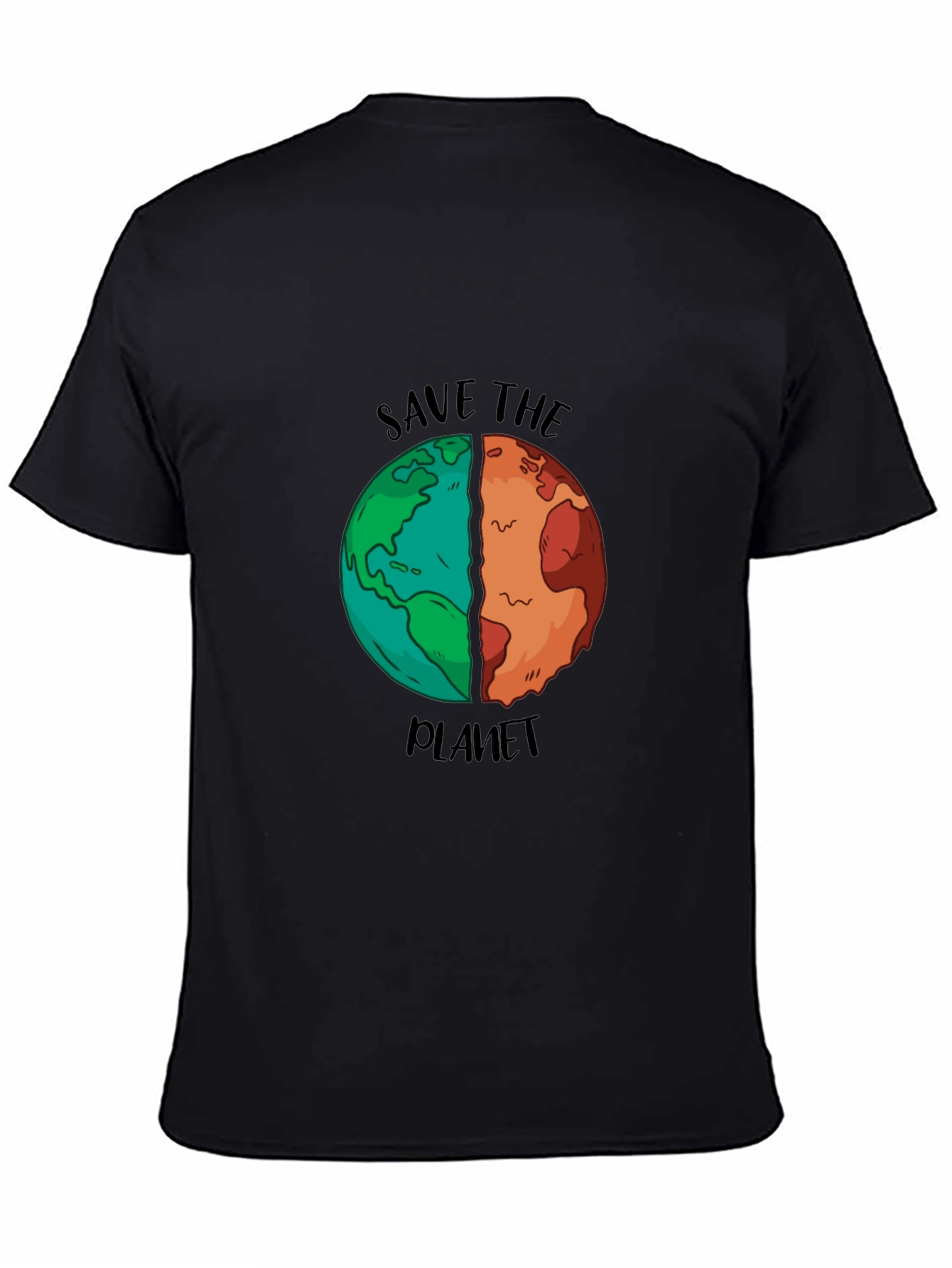 Save the Planet Graphic T-Shirt - Black Cotton Blend