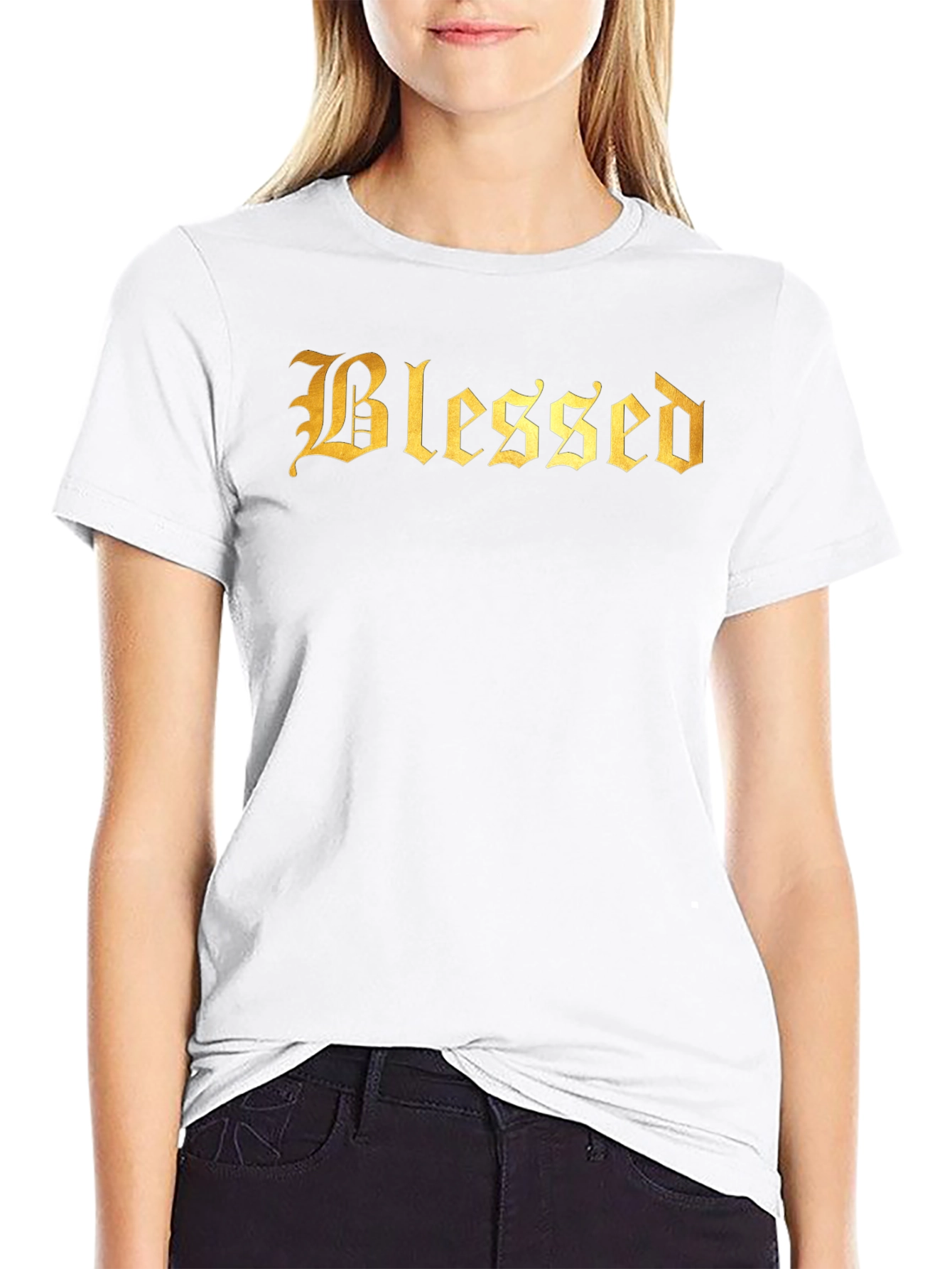 Blessed Gold Lettering Black T-Shirt