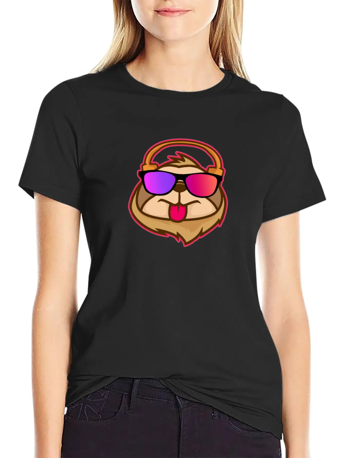 Techno House Funny DJ Sloth Glasses Gift Lightweight Cotton T-Shirt – Daily Comfort Graphic Shirt