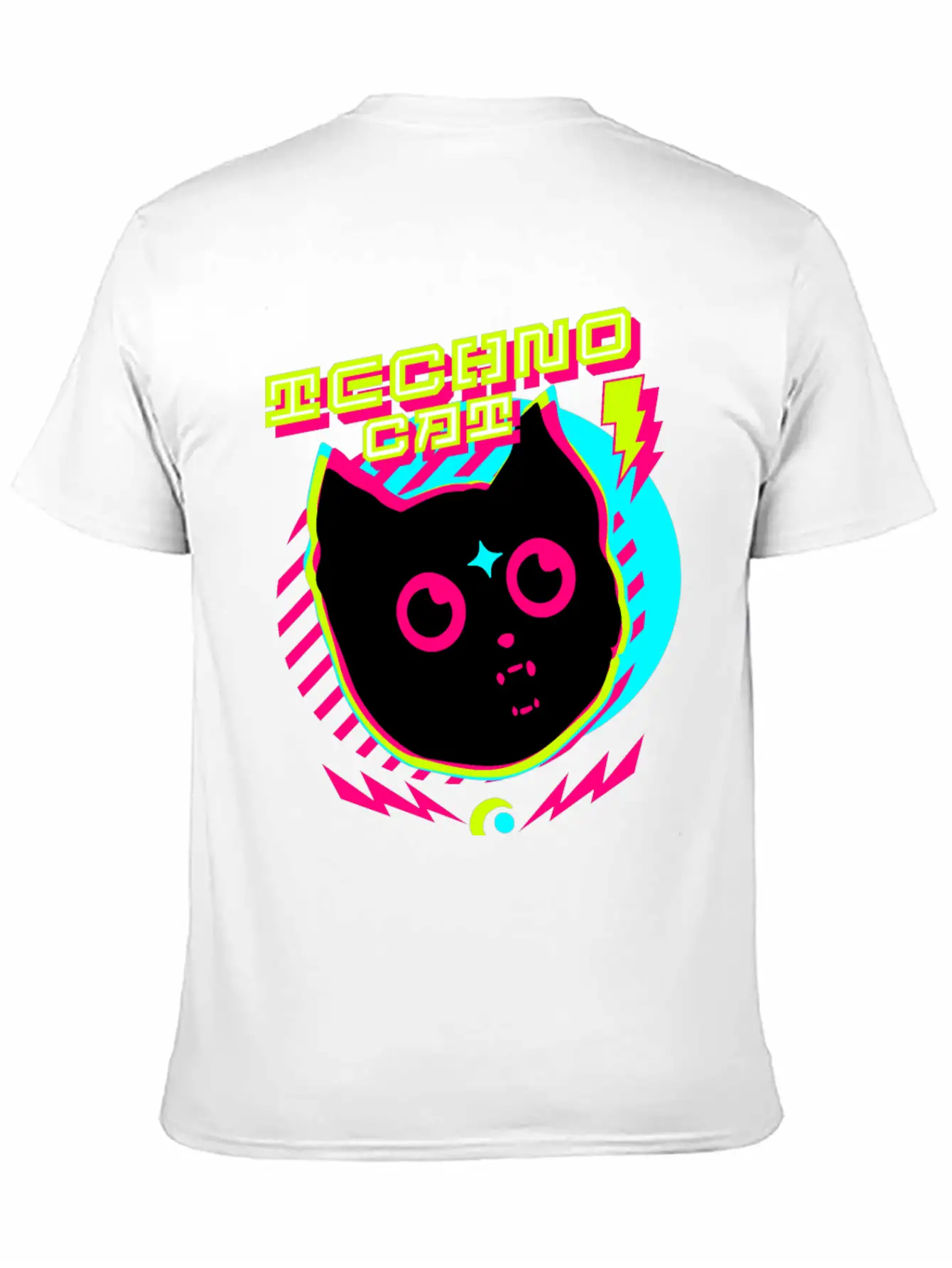 TECHNO - Techno Cat (lime/pink) Lightweight Cotton T-Shirt – Daily Comfort Graphic Shirt