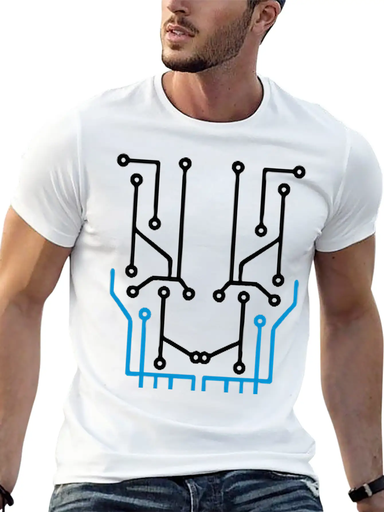 Technology Line Connection Microchip Datentechnik Lightweight Cotton T-Shirt – Daily Comfort Graphic Shirt