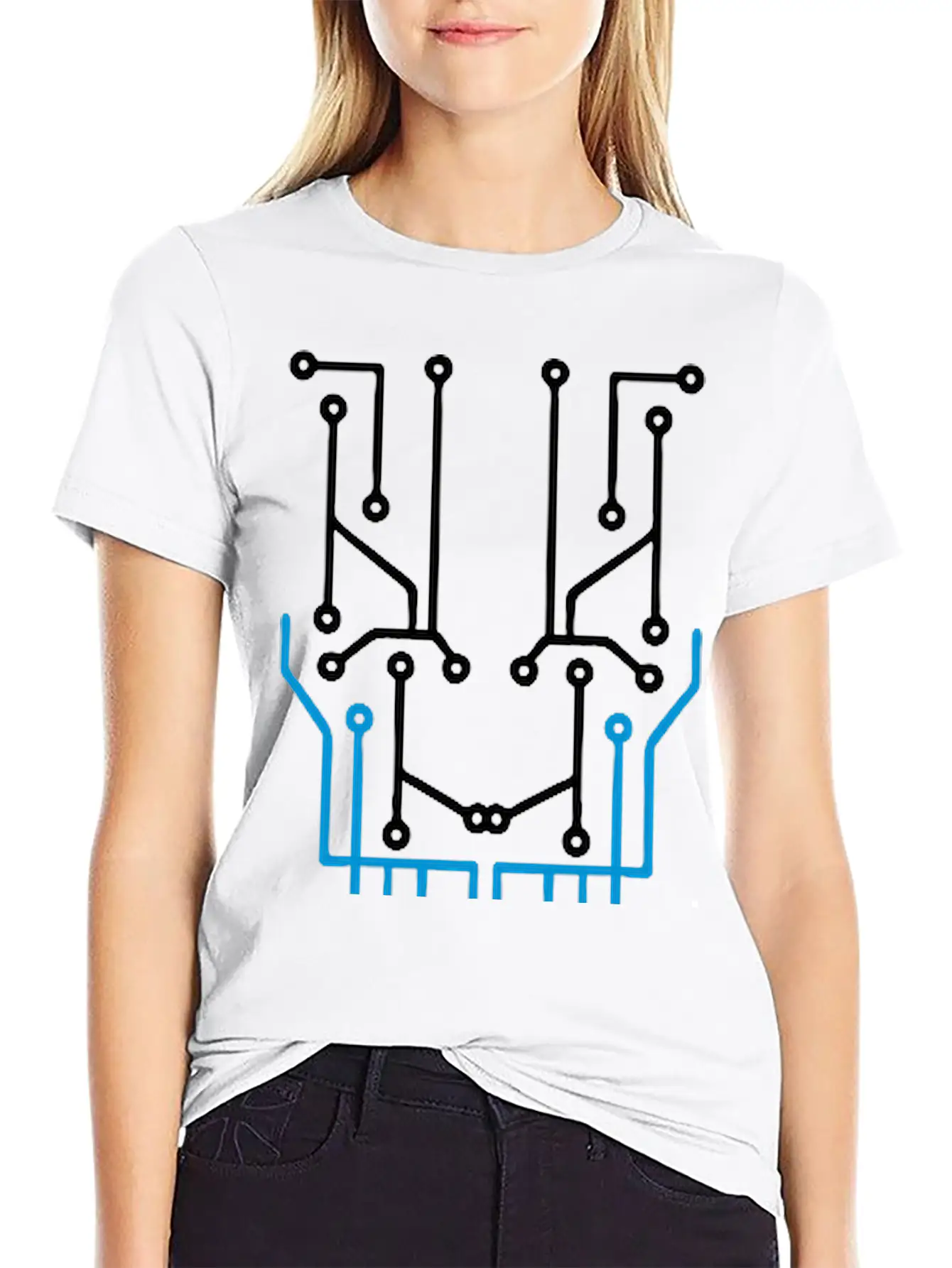 Technology Line Connection Microchip Datentechnik Lightweight Cotton T-Shirt – Daily Comfort Graphic Shirt