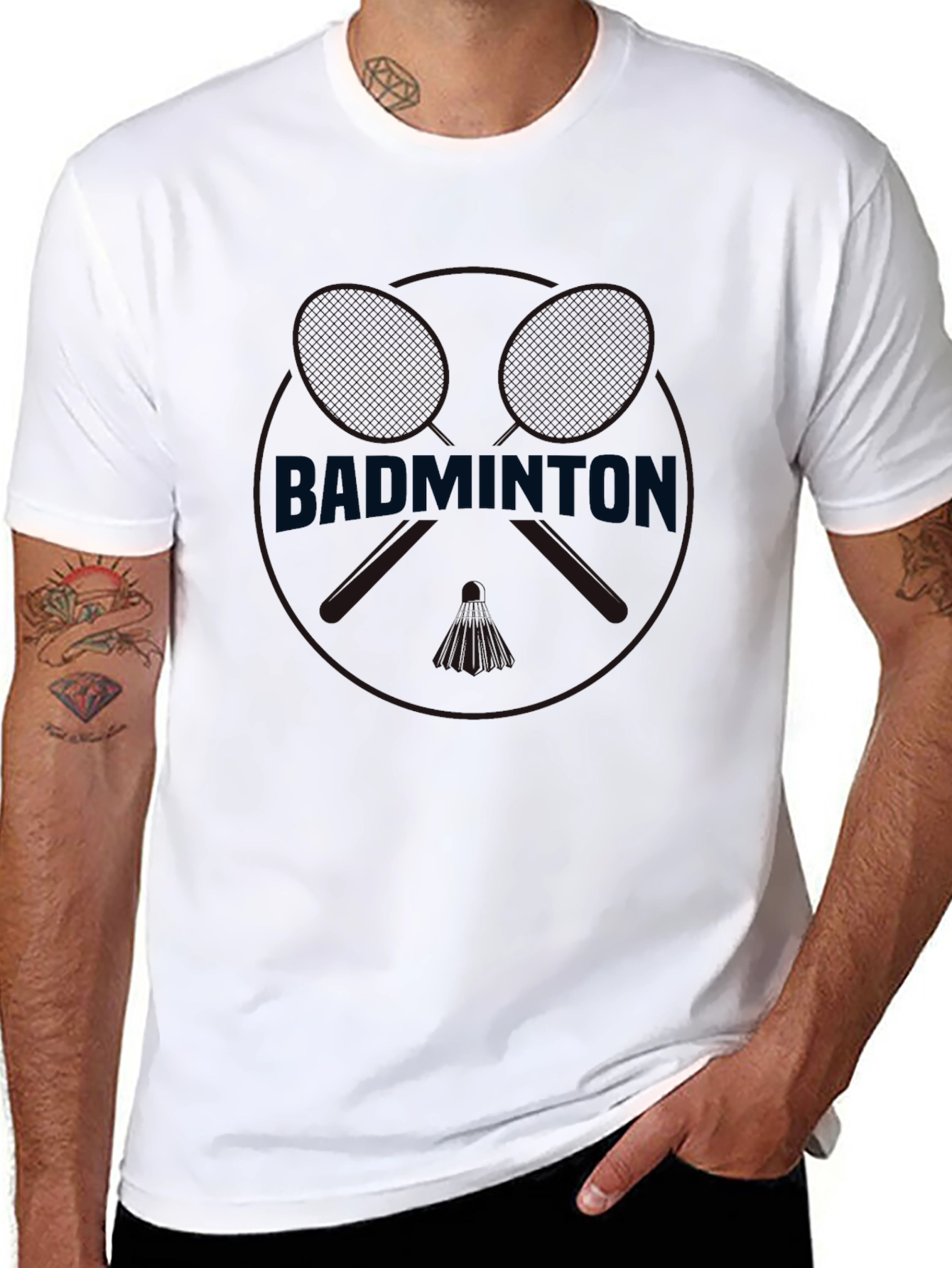 Badminton Rackets Graphic Black Tee