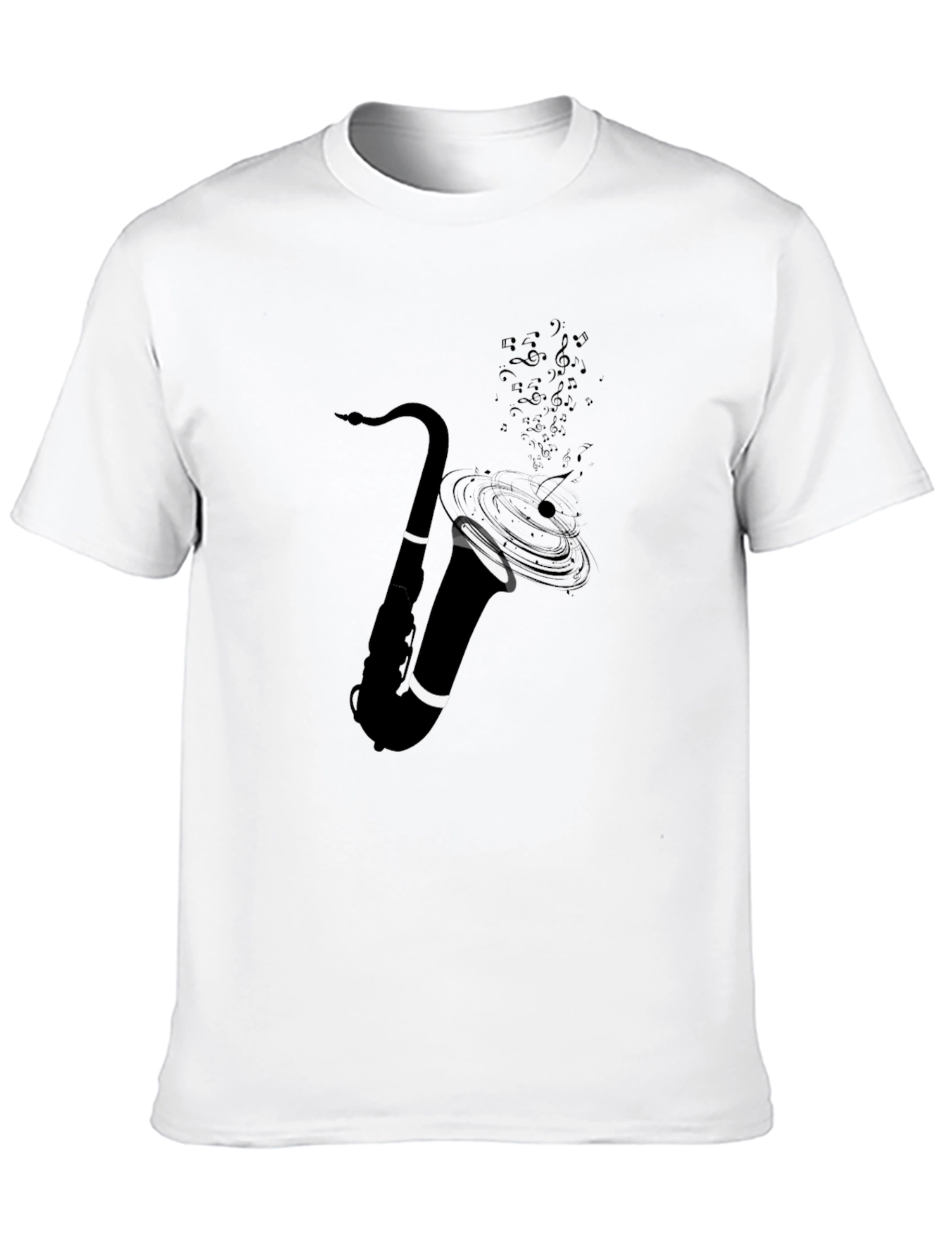 Saxophone Music Notes Graphic Tee - Black