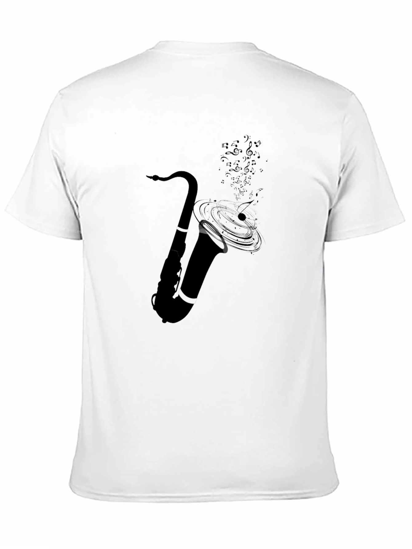 Saxophone Music Notes Graphic Tee - Black