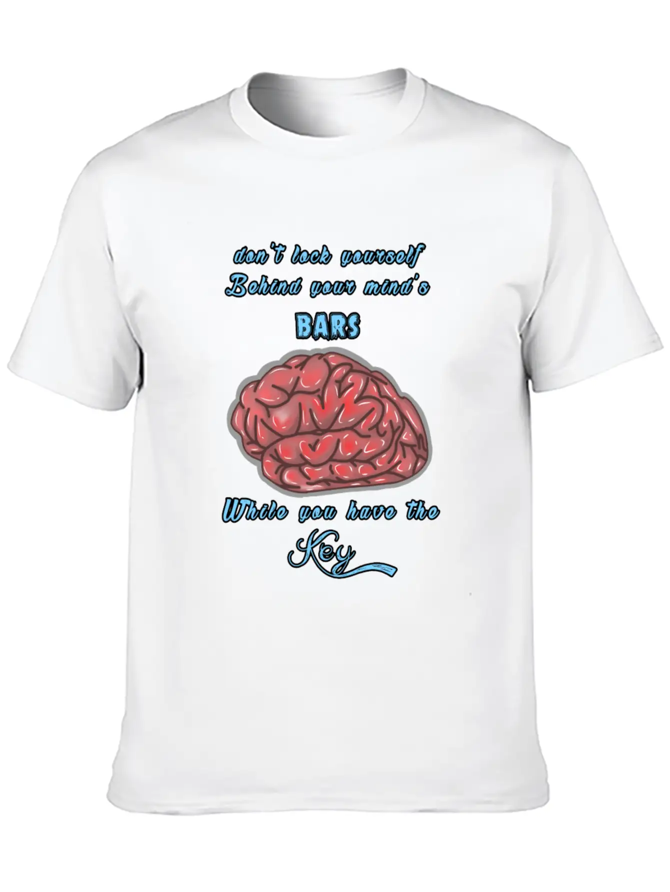 Think Positive With A Red Brain Design Lightweight Cotton T-Shirt – Daily Comfort Graphic Shirt