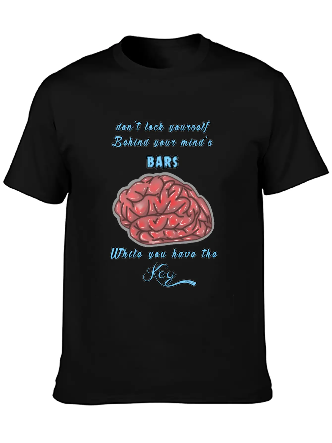Think Positive With A Red Brain Design Lightweight Cotton T-Shirt – Daily Comfort Graphic Shirt