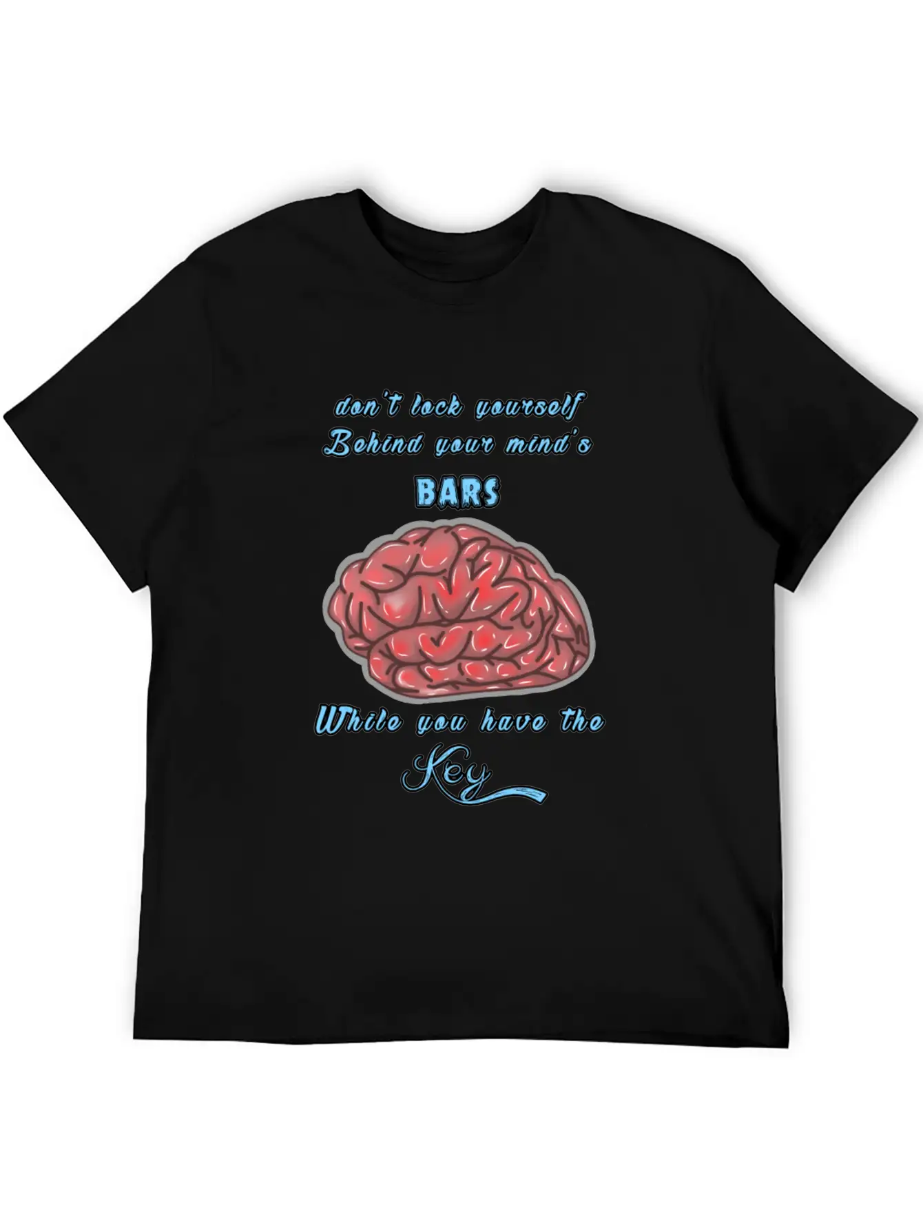 Think Positive With A Red Brain Design Lightweight Cotton T-Shirt – Daily Comfort Graphic Shirt