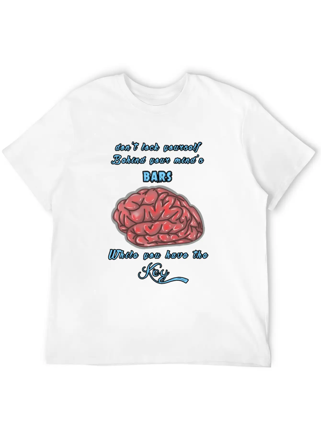 Think Positive With A Red Brain Design Lightweight Cotton T-Shirt – Daily Comfort Graphic Shirt