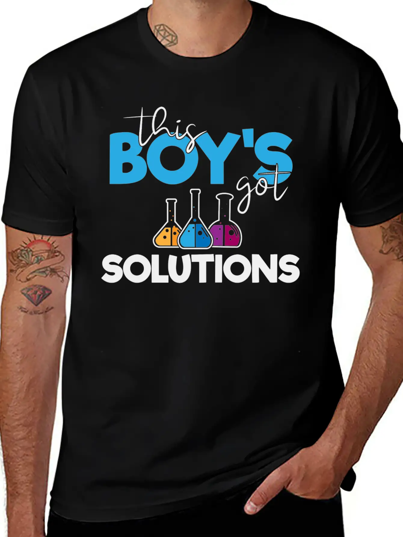 This Boys Got Solutions, Science, STEM, Education Lightweight Cotton T-Shirt – Daily Comfort Graphic Shirt