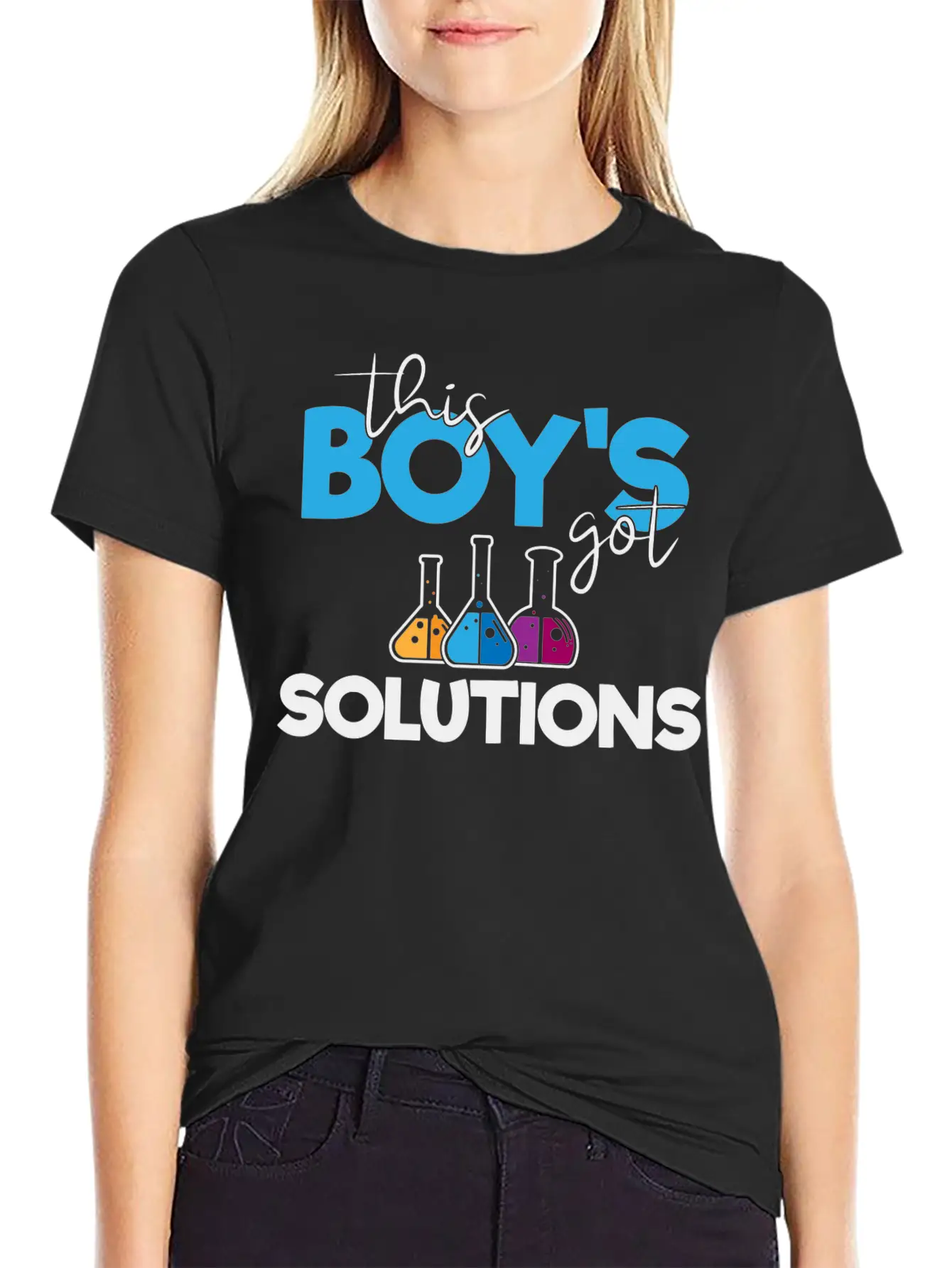 This Boys Got Solutions, Science, STEM, Education Lightweight Cotton T-Shirt – Daily Comfort Graphic Shirt