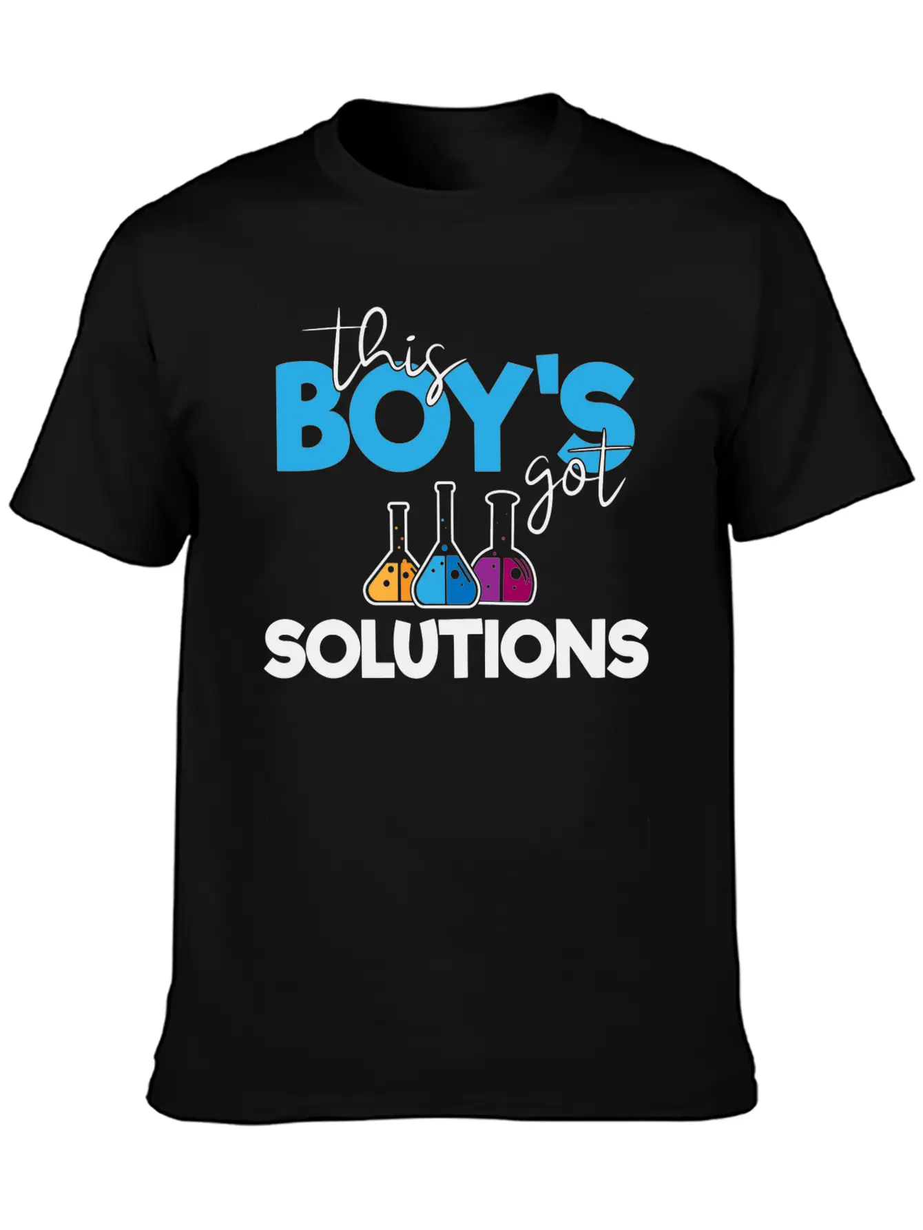 This Boys Got Solutions, Science, STEM, Education Lightweight Cotton T-Shirt – Daily Comfort Graphic Shirt