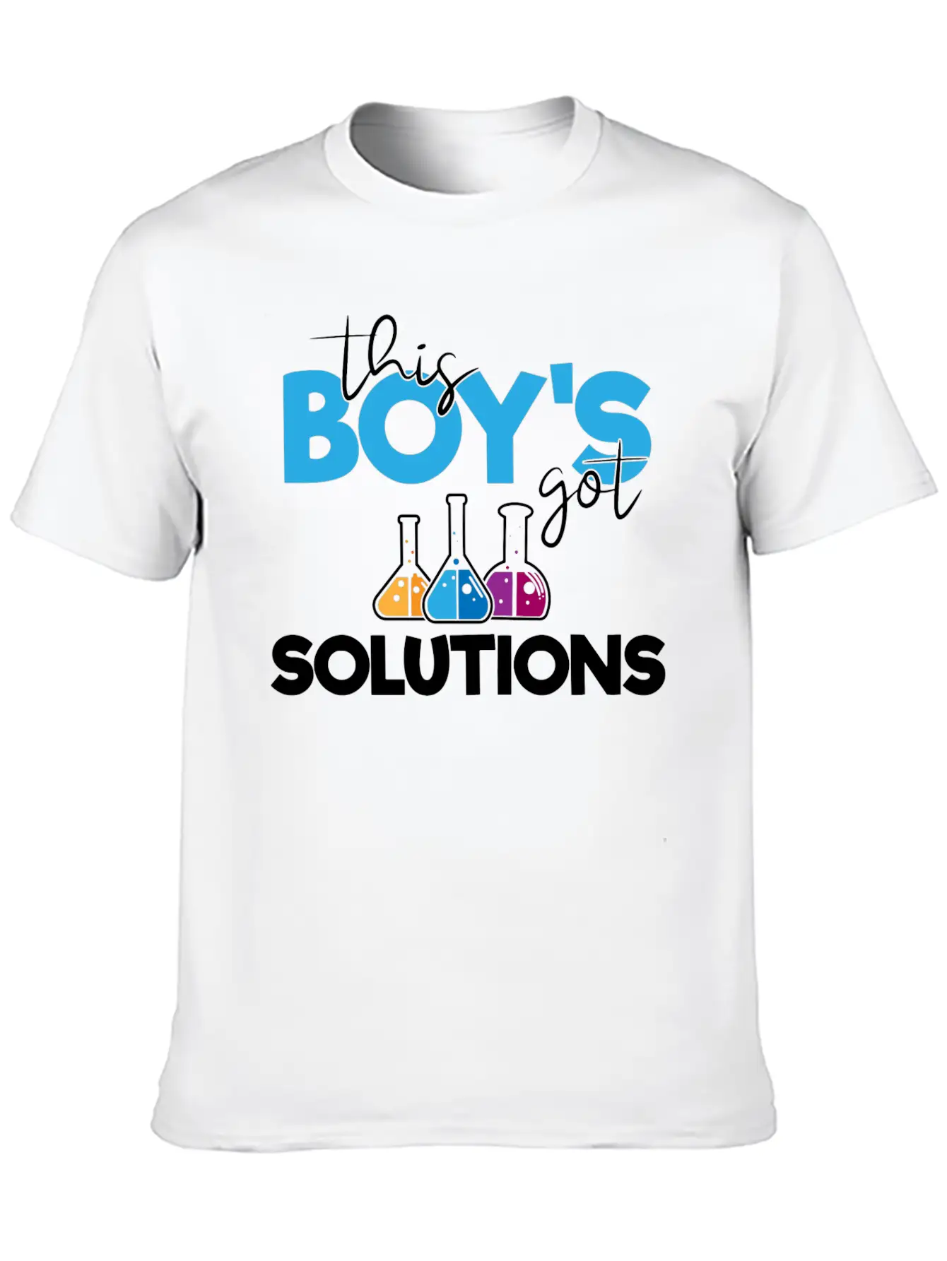 This Boys Got Solutions, Science, STEM, Education Lightweight Cotton T-Shirt – Daily Comfort Graphic Shirt