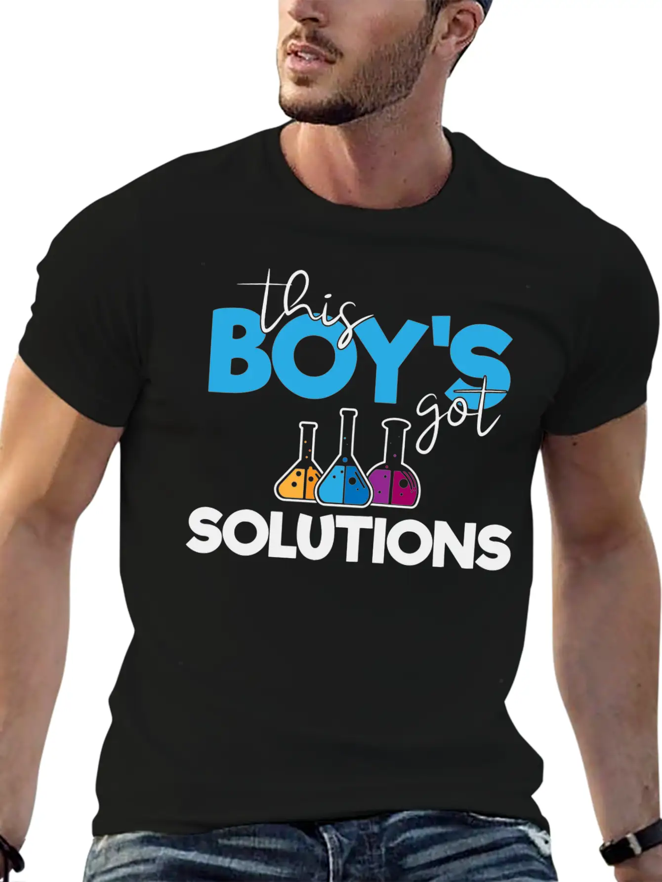 This Boys Got Solutions, Science, STEM, Education Lightweight Cotton T-Shirt – Daily Comfort Graphic Shirt