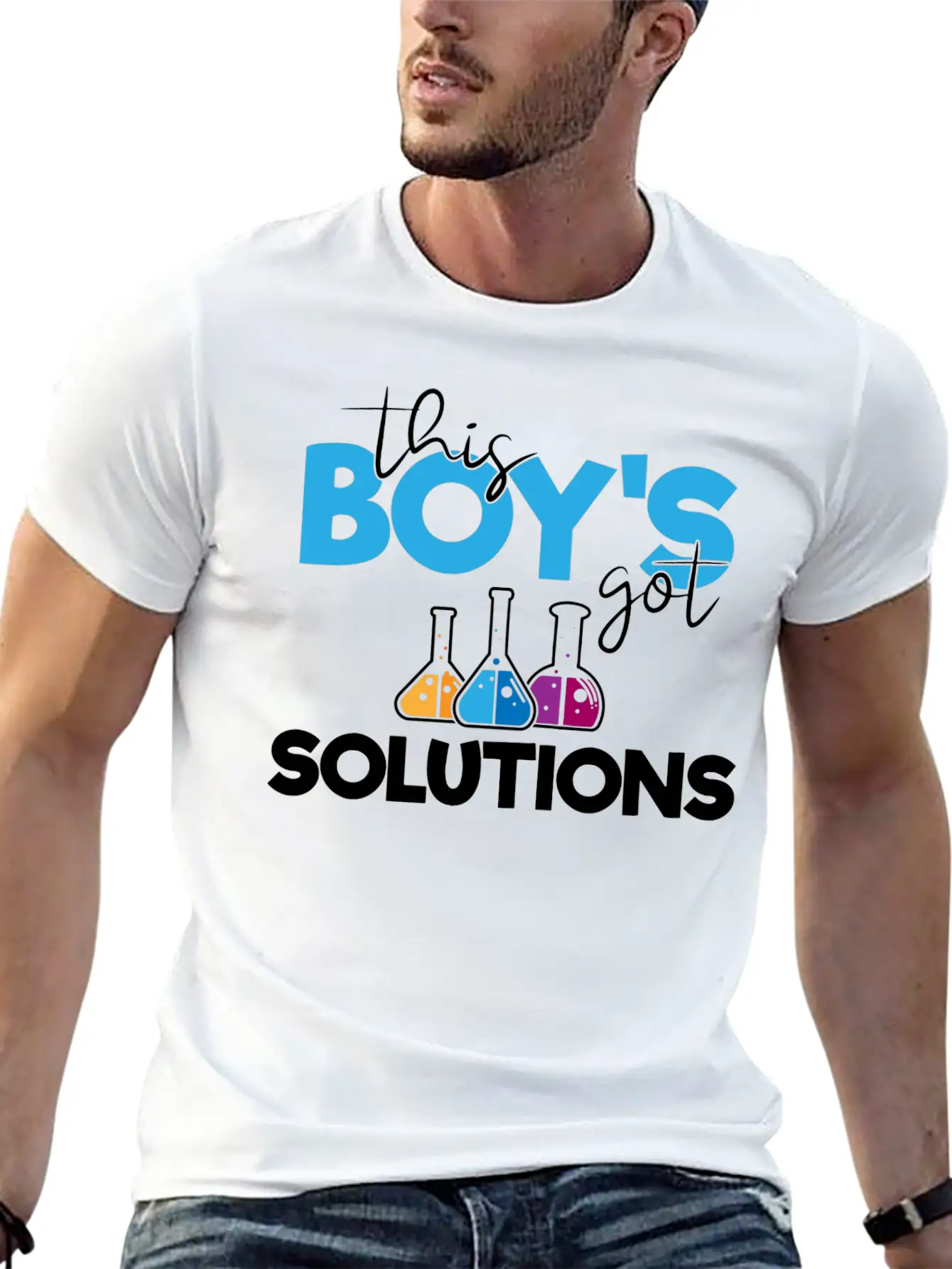 This Boys Got Solutions, Science, STEM, Education Lightweight Cotton T-Shirt – Daily Comfort Graphic Shirt