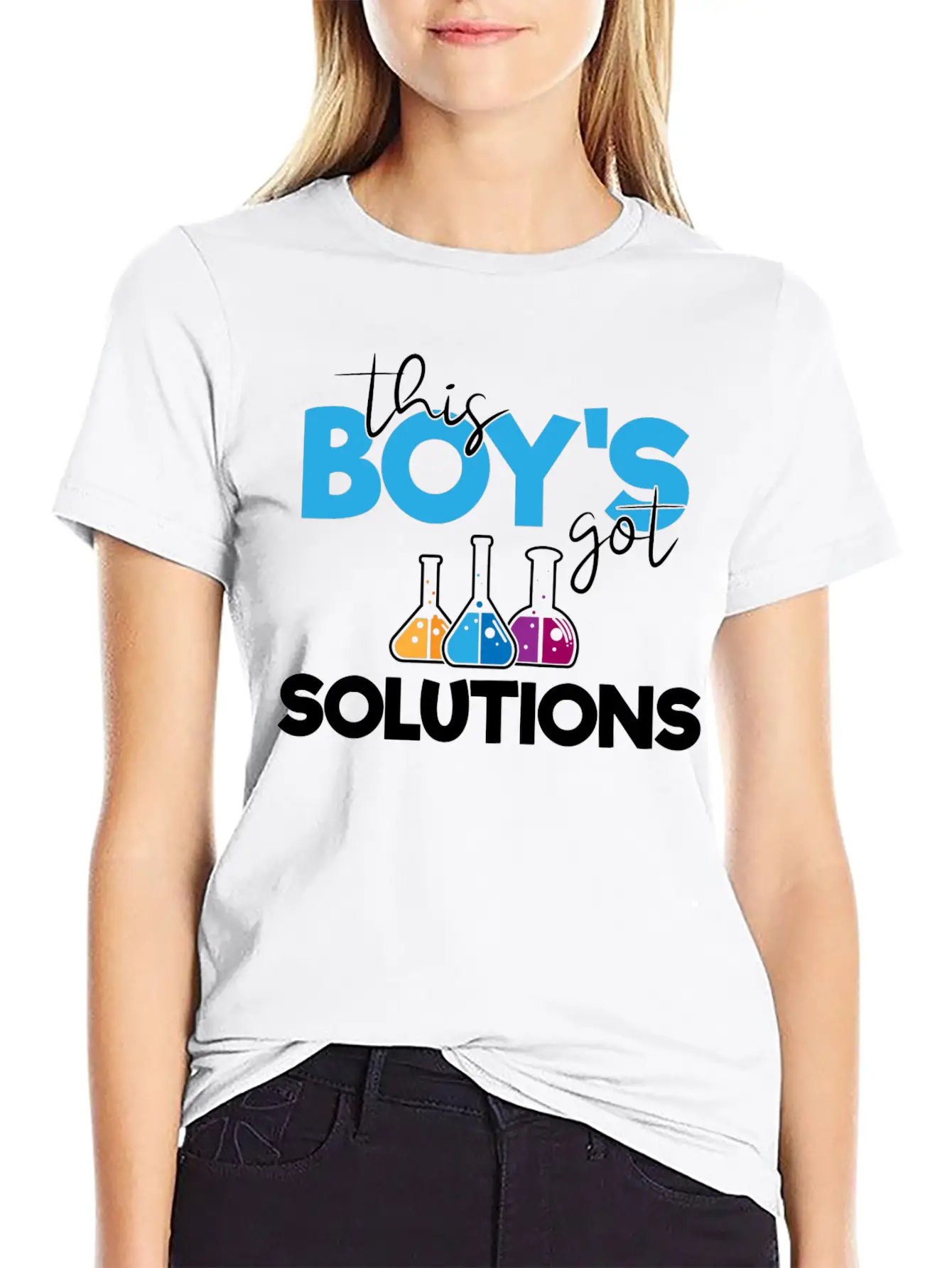 This Boys Got Solutions, Science, STEM, Education Lightweight Cotton T-Shirt – Daily Comfort Graphic Shirt