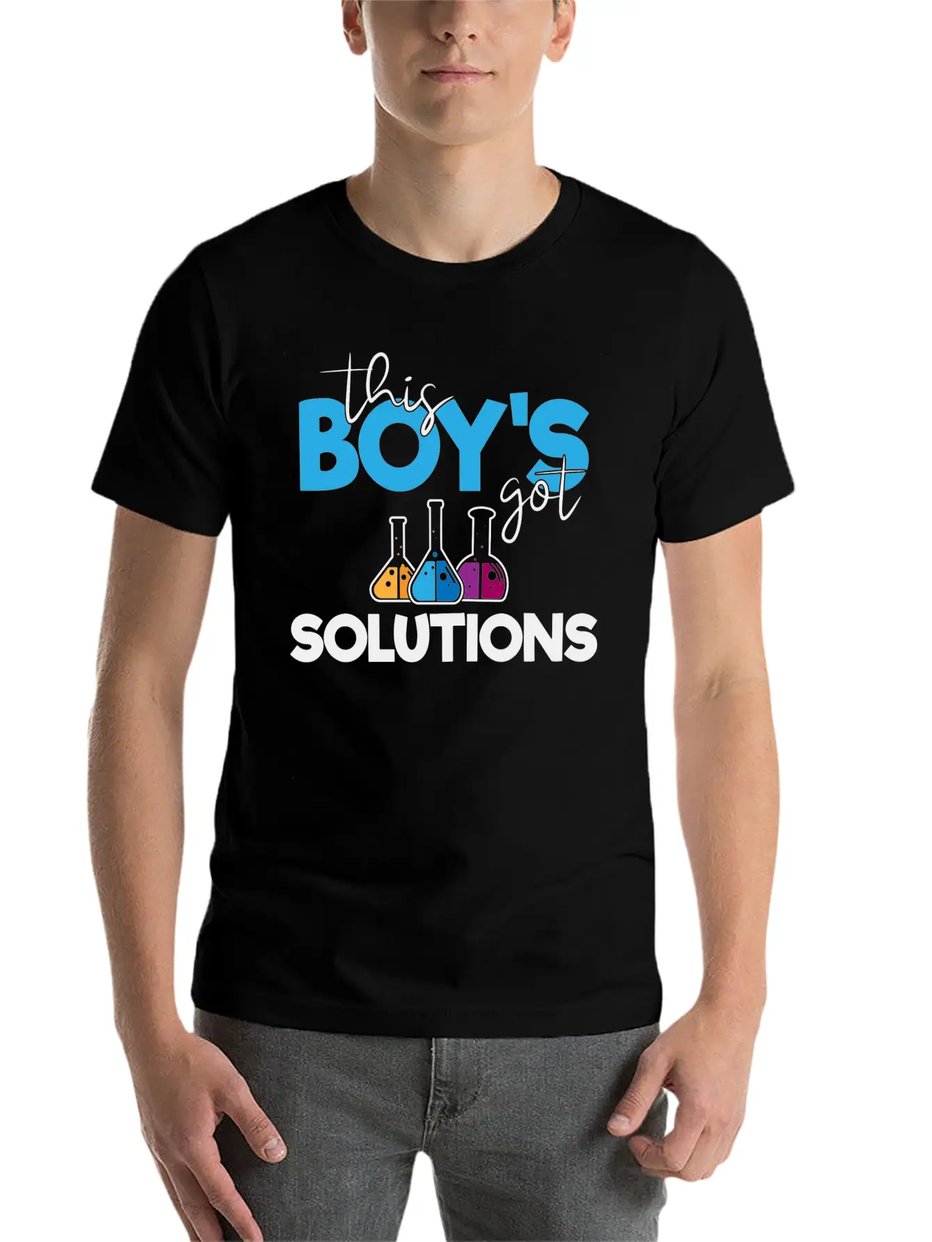 This Boys Got Solutions, Science, STEM, Education Lightweight Cotton T-Shirt – Daily Comfort Graphic Shirt