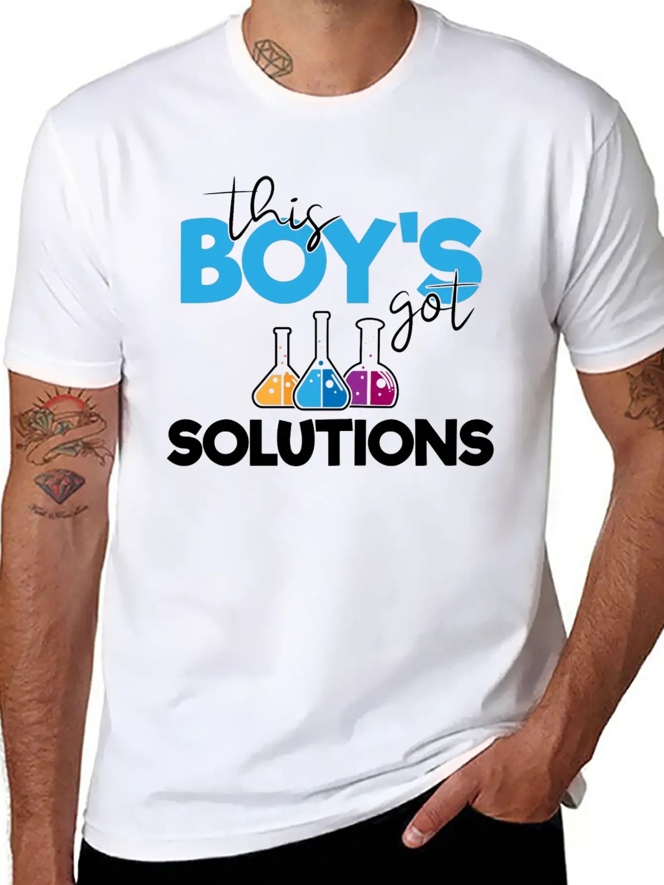 This Boys Got Solutions, Science, STEM, Education Lightweight Cotton T-Shirt – Daily Comfort Graphic Shirt