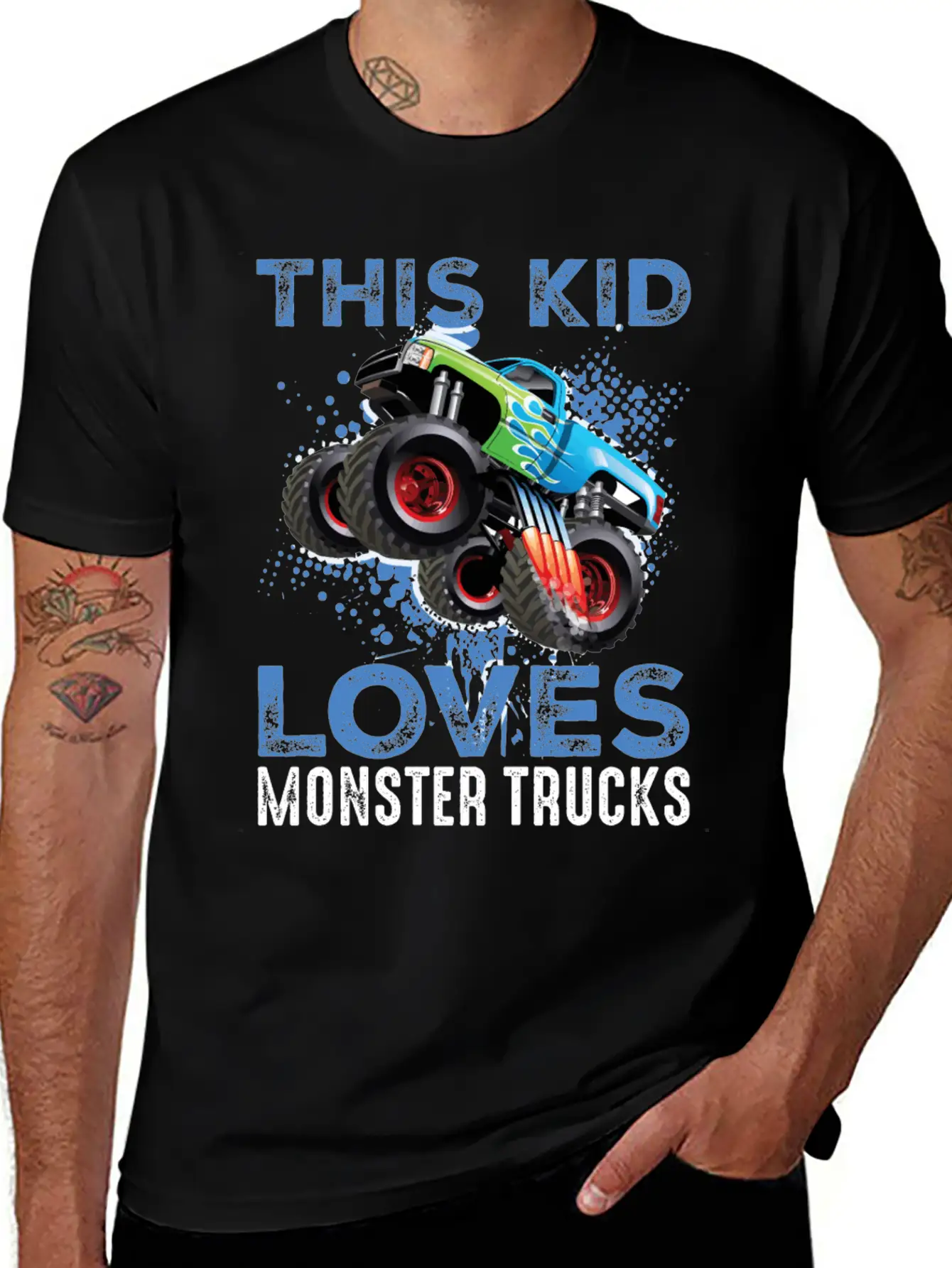 This Kid Loves Monster Trucks Lightweight Cotton T-Shirt – Daily Comfort Graphic Shirt