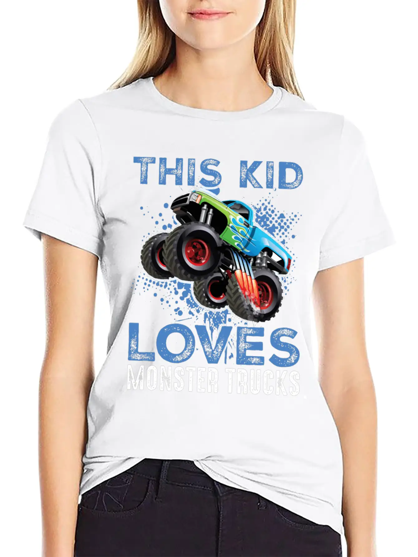 This Kid Loves Monster Trucks Lightweight Cotton T-Shirt – Daily Comfort Graphic Shirt