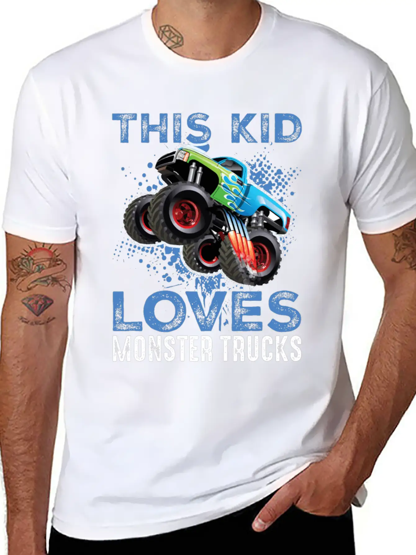 This Kid Loves Monster Trucks Lightweight Cotton T-Shirt – Daily Comfort Graphic Shirt