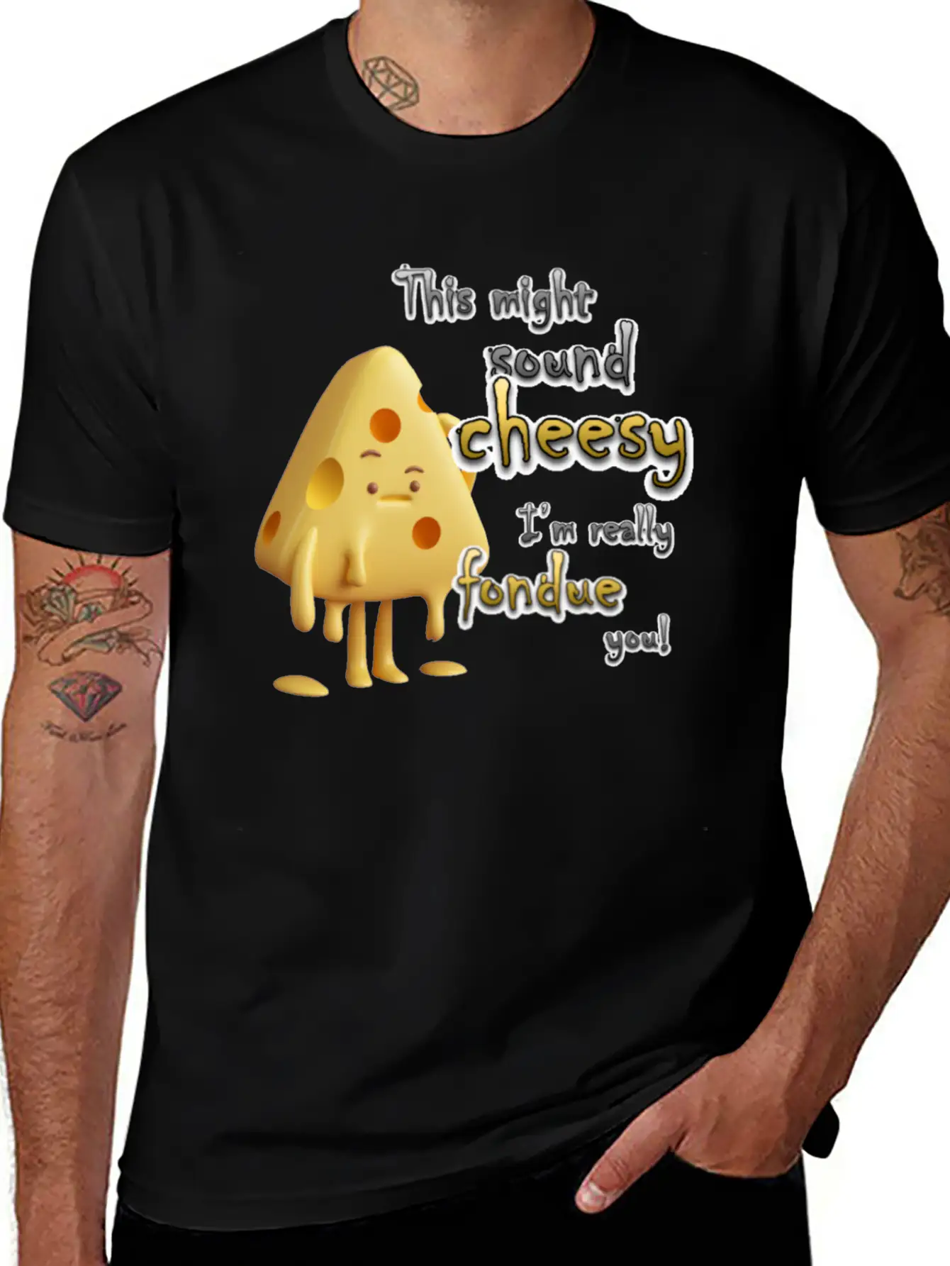 This Might Sound Cheesy I'm Really Fondue You! Lightweight Cotton T-Shirt – Daily Comfort Graphic Shirt