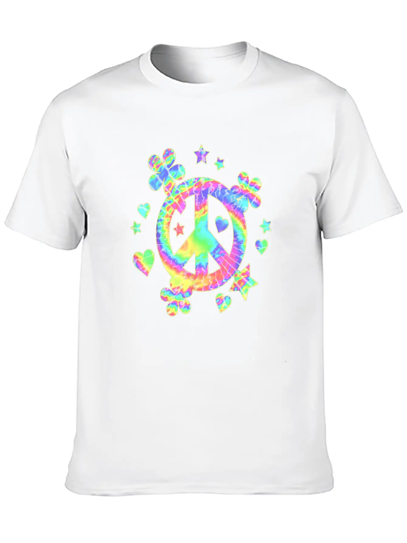 Tie Dye Peace Sign Cute Love Colorful Tye Dye Hipp Lightweight Cotton T-Shirt – Daily Comfort Graphic Shirt