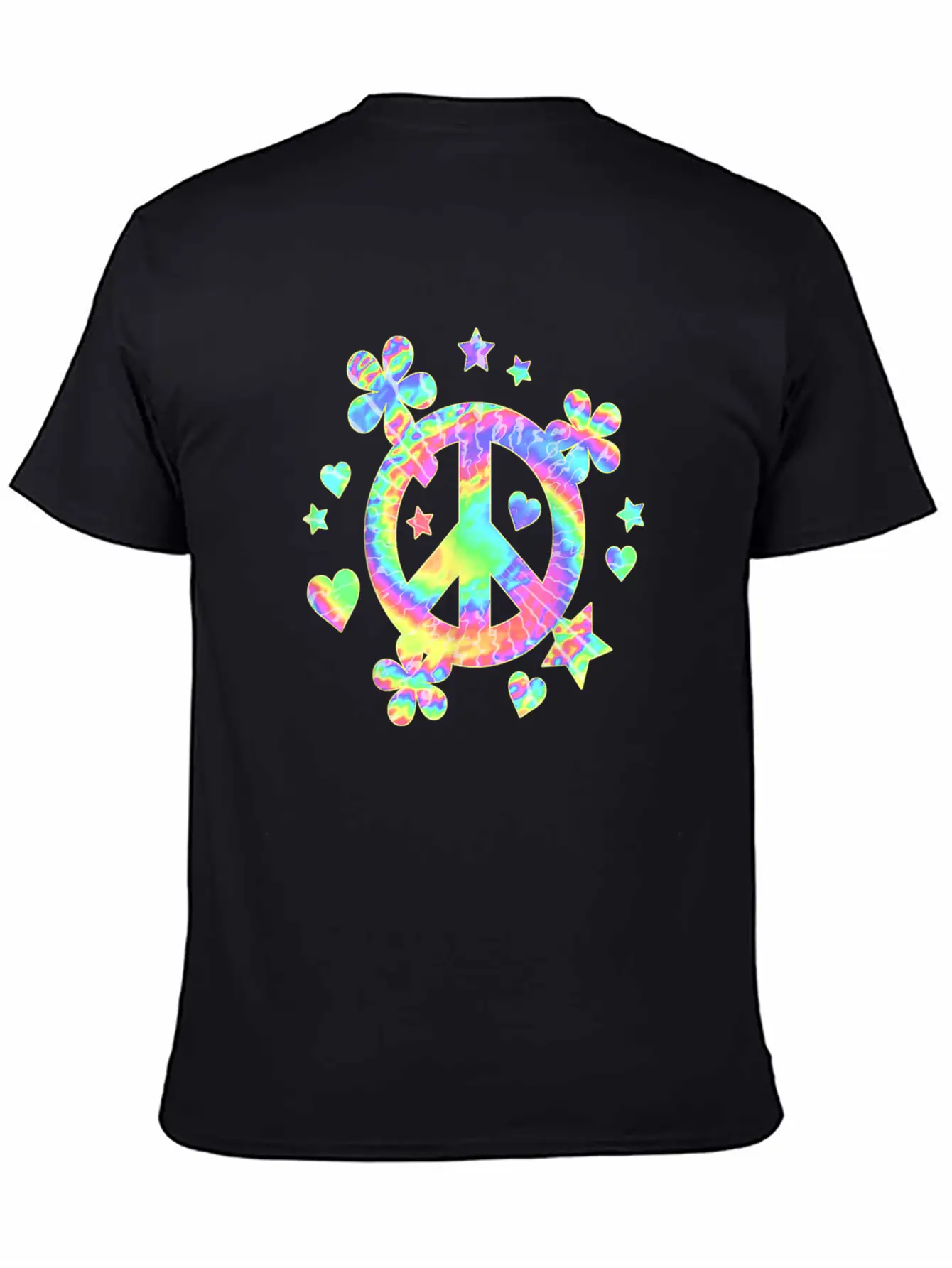Tie Dye Peace Sign Cute Love Colorful Tye Dye Hipp Lightweight Cotton T-Shirt – Daily Comfort Graphic Shirt