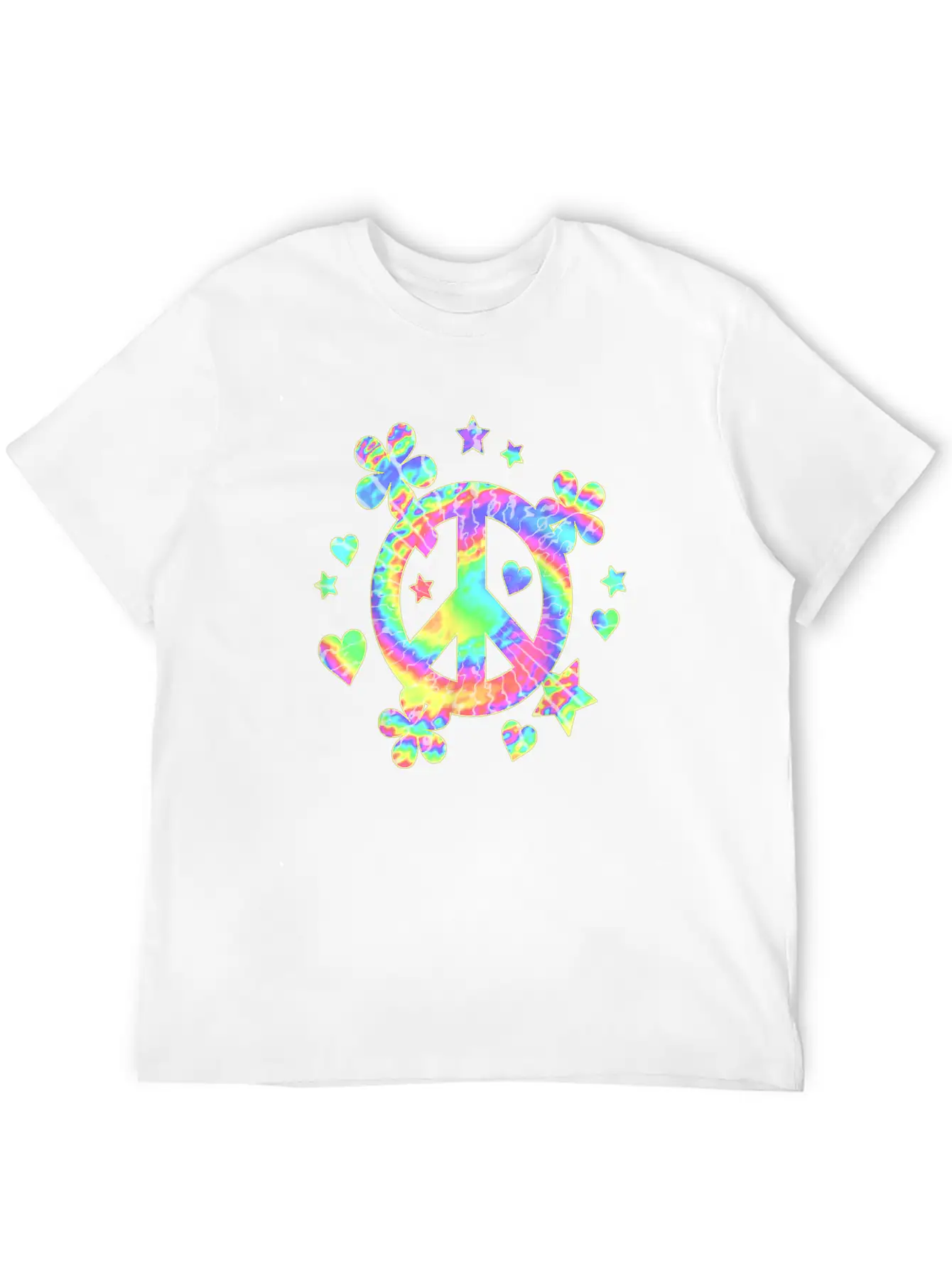 Tie Dye Peace Sign Cute Love Colorful Tye Dye Hipp Lightweight Cotton T-Shirt – Daily Comfort Graphic Shirt